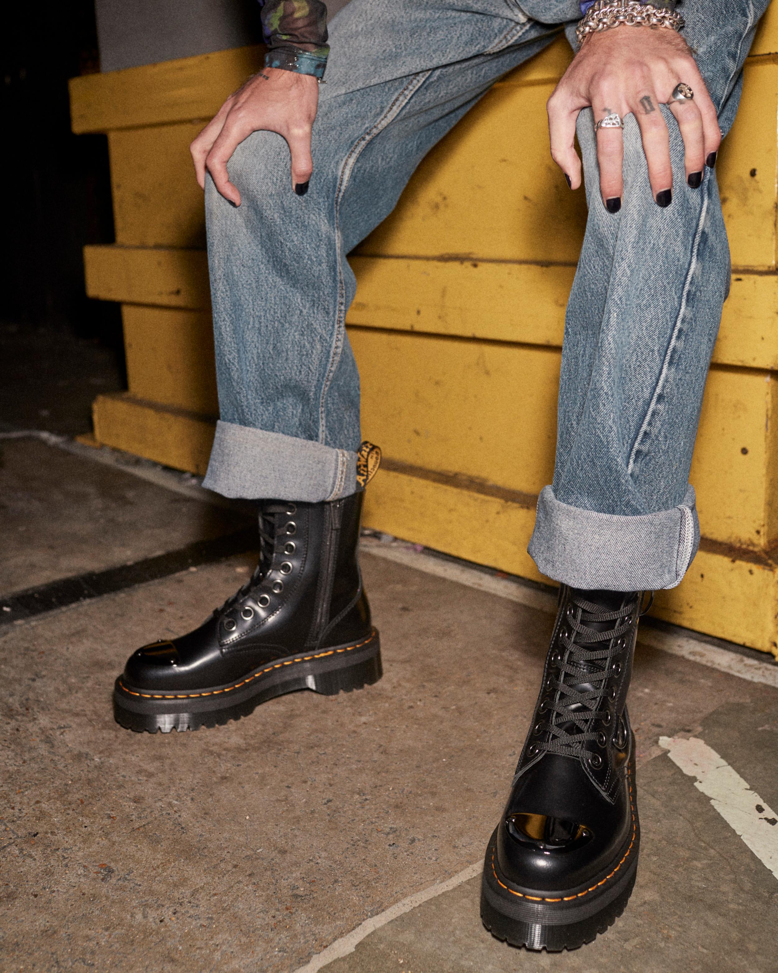 Jadon Boot Toe Guard Leather Platforms in Black | Dr. Martens