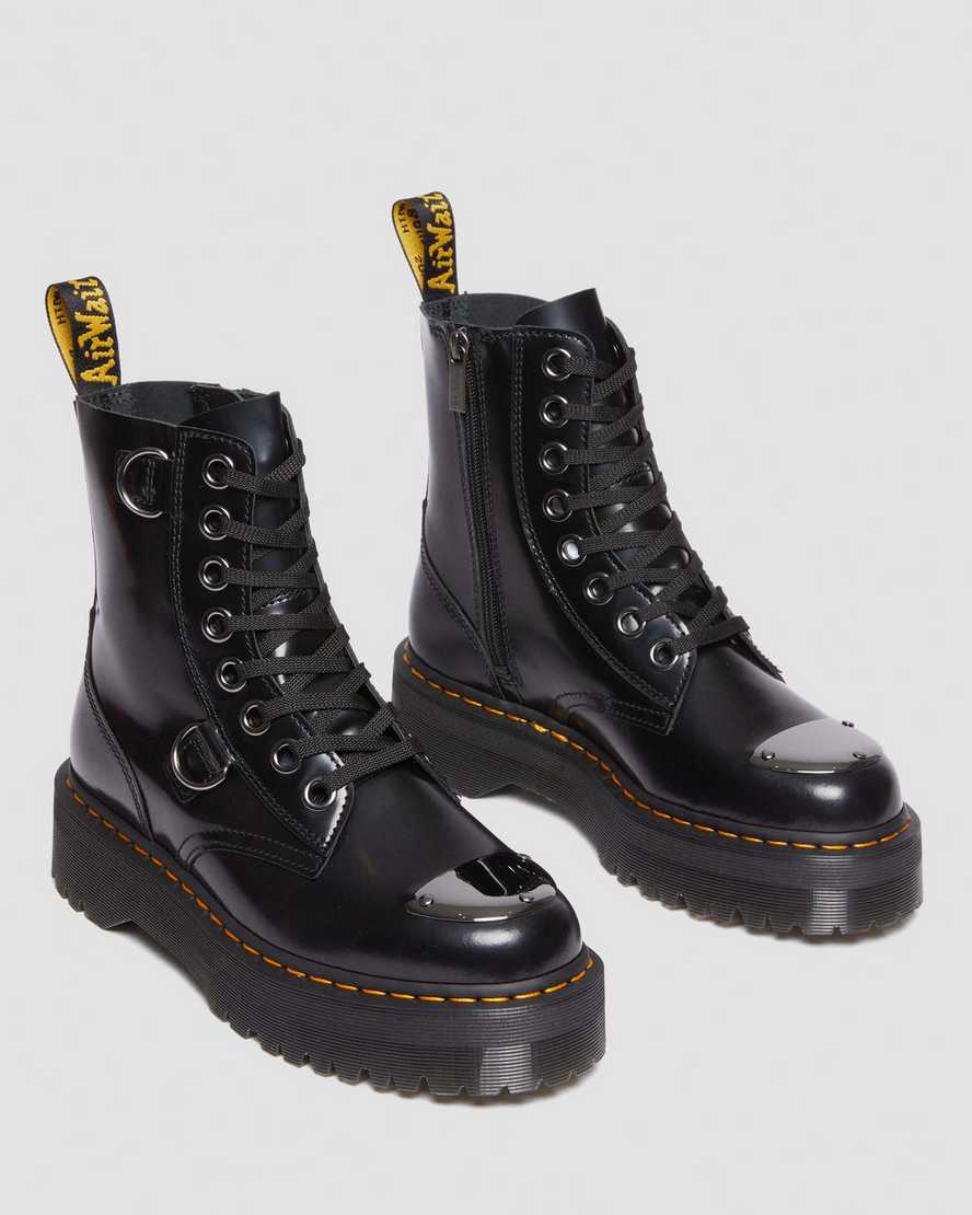 Shop Dr. Martens' Jadon Boot Toe Guard Leather Platforms In Black
