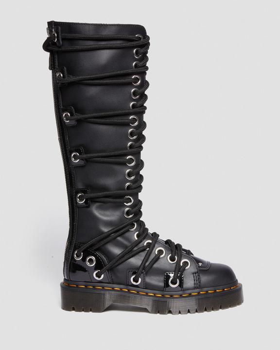 Daria 1B60 Bex Leather Lace Up Knee High Boots in Black | Dr Daria 1B60 Bex Leather Lace Up Knee High Boots in Black | Dr