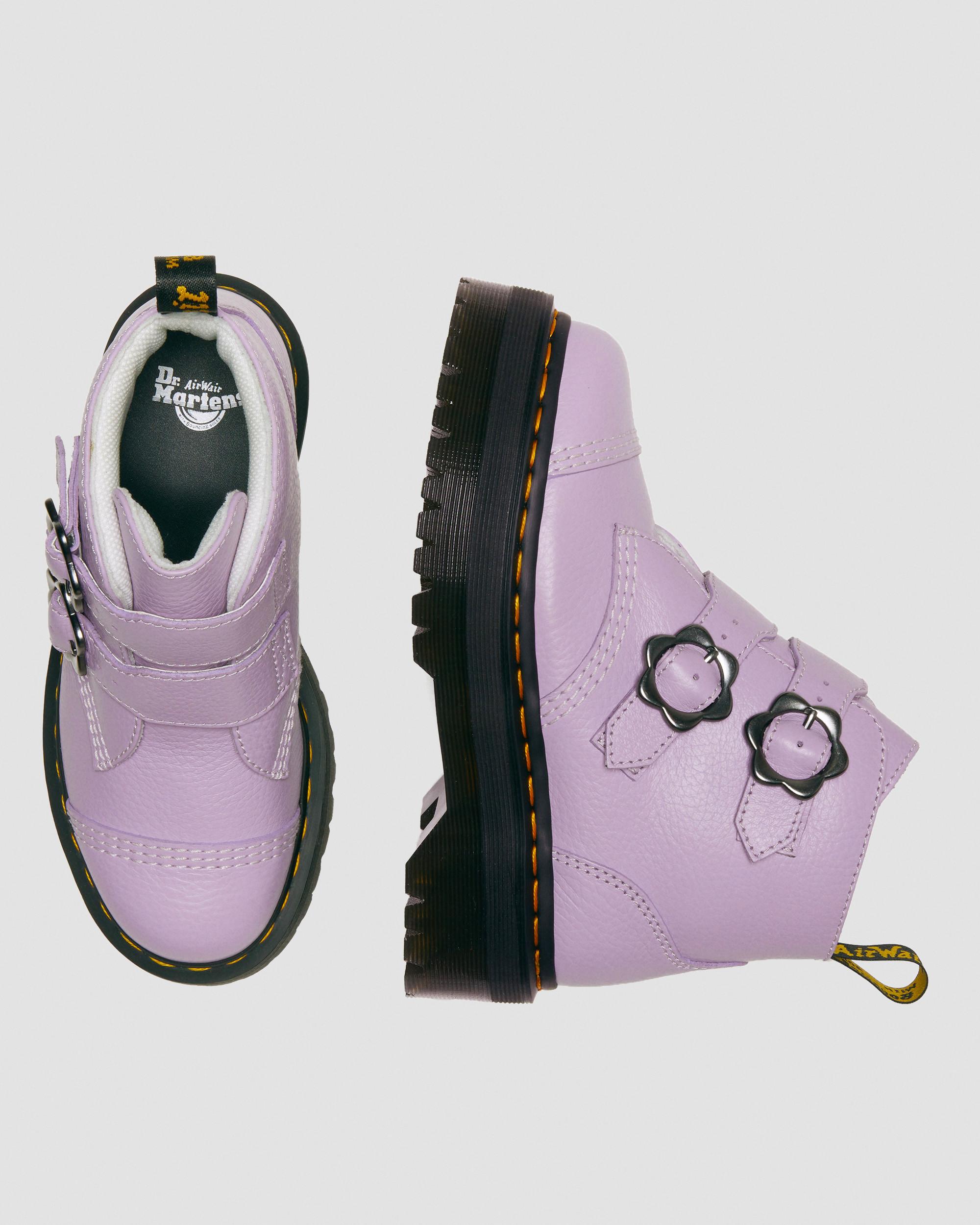 Devon Flower Buckle Leather Platform Boots in AIRWAIR | Dr. Martens™