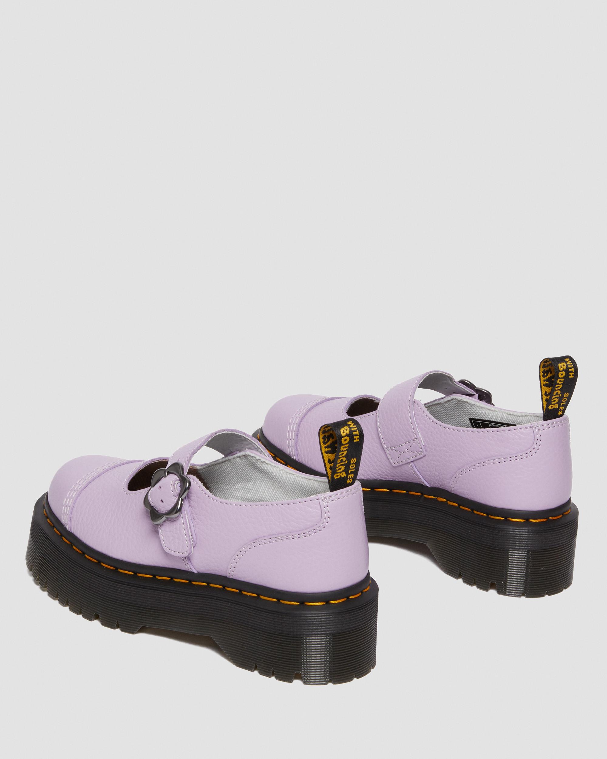 Addina Flower Buckle Leather Platform Shoes