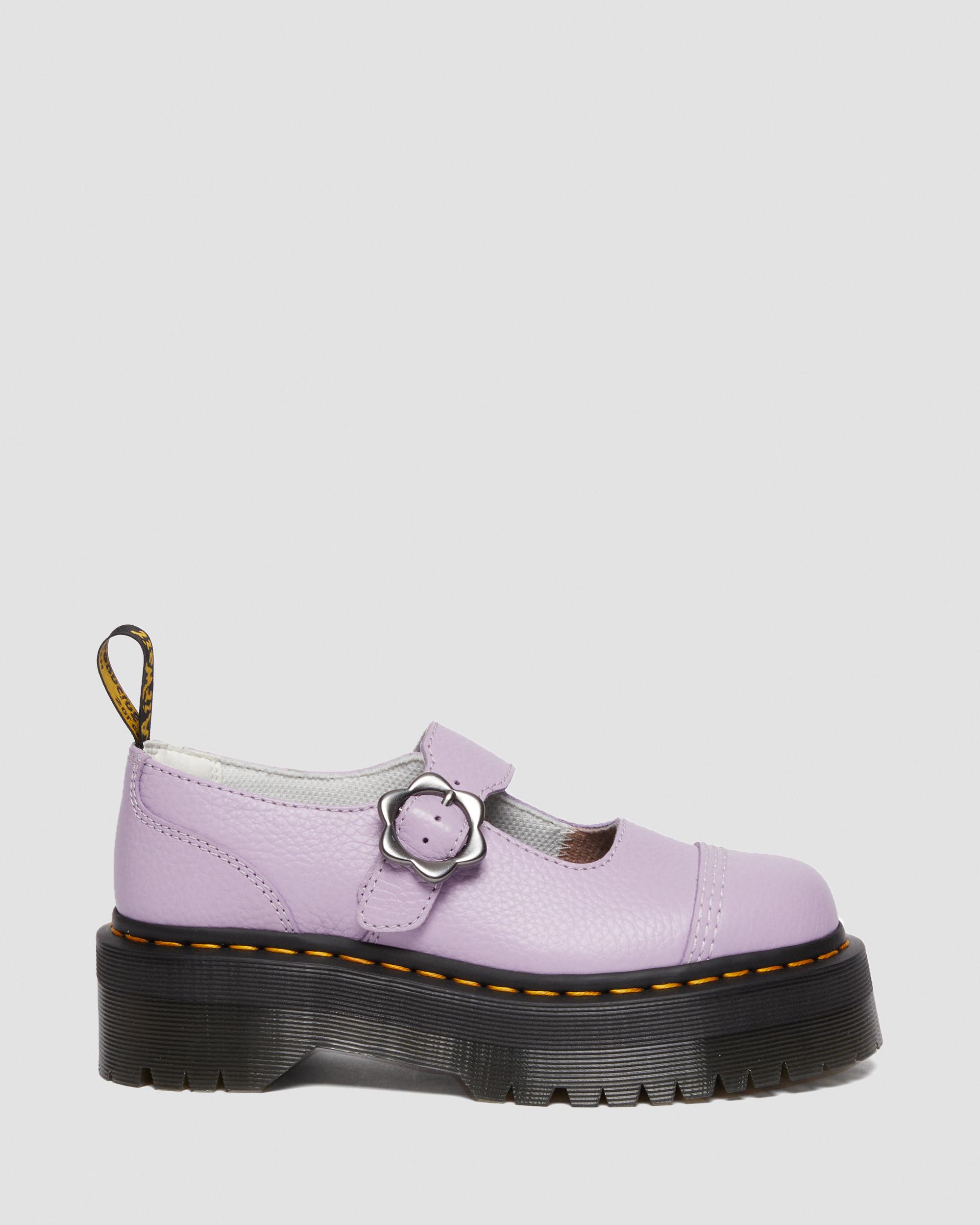 Addina Flower Buckle Leather Platform Shoes