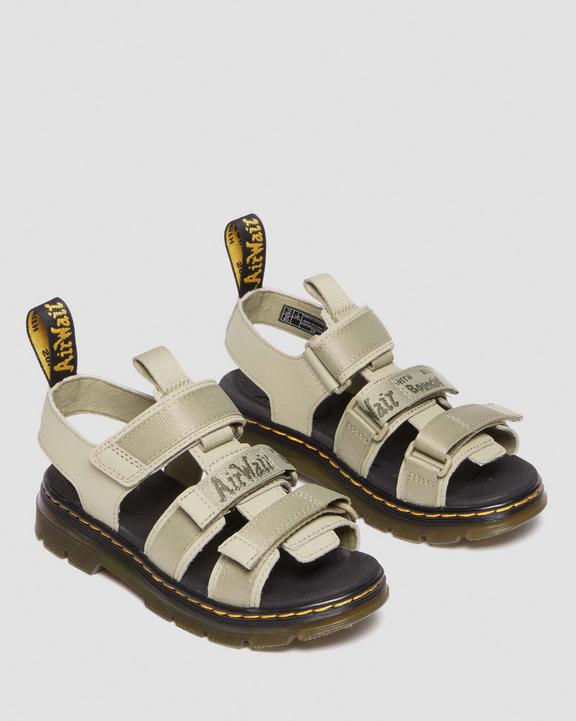 Junior Callan Extra Tough Leather Sandals in Pale Olive | Dr. Martens