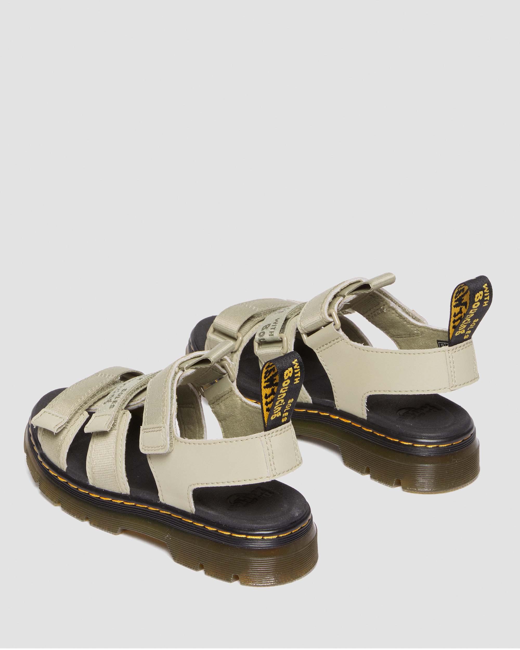Junior Callan Extra Tough Leather Sandals in Pale Olive | Dr. Martens