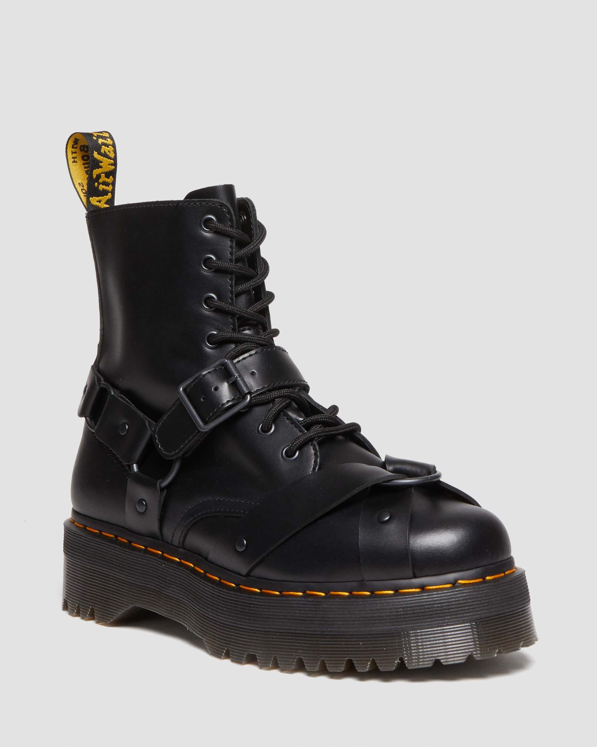 Jadon Boot Harness Leather Platforms in Black | Dr. Martens