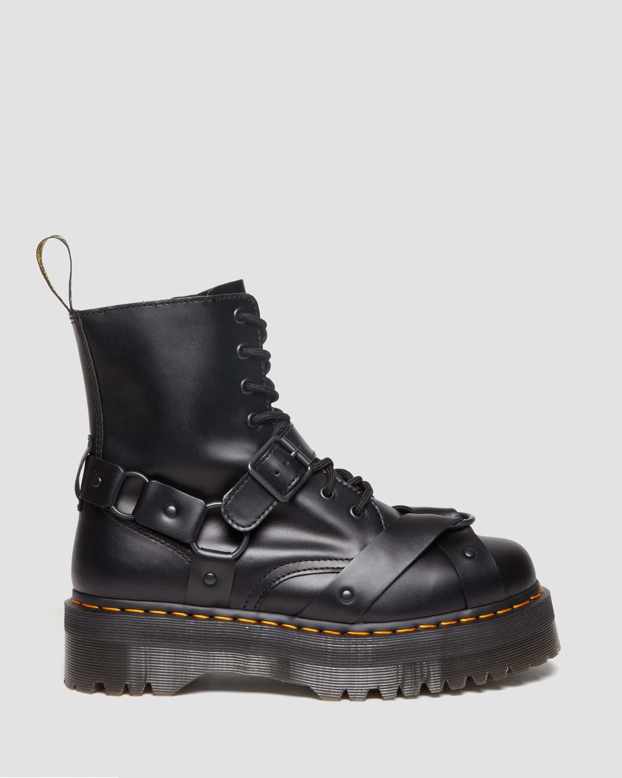 Jadon Boot Harness Leather Platforms in Black | Dr. Martens