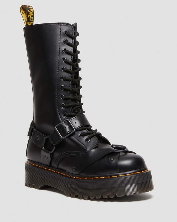 1914 Harness Leather Tall Lace Up Platform Boots in Black | Dr