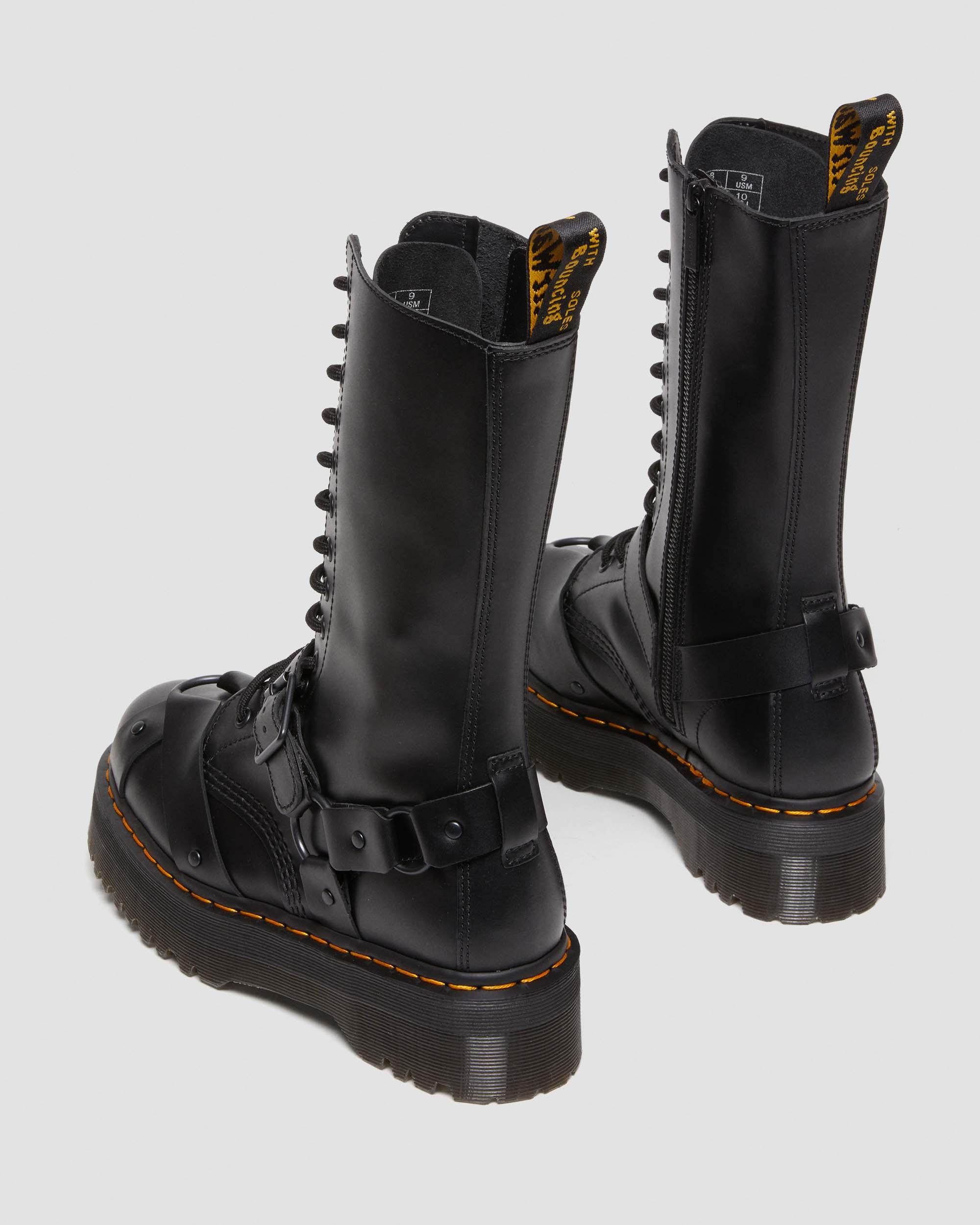 1914 Harness Leather Tall Lace Up Platform Boots in Black | Dr. Martens