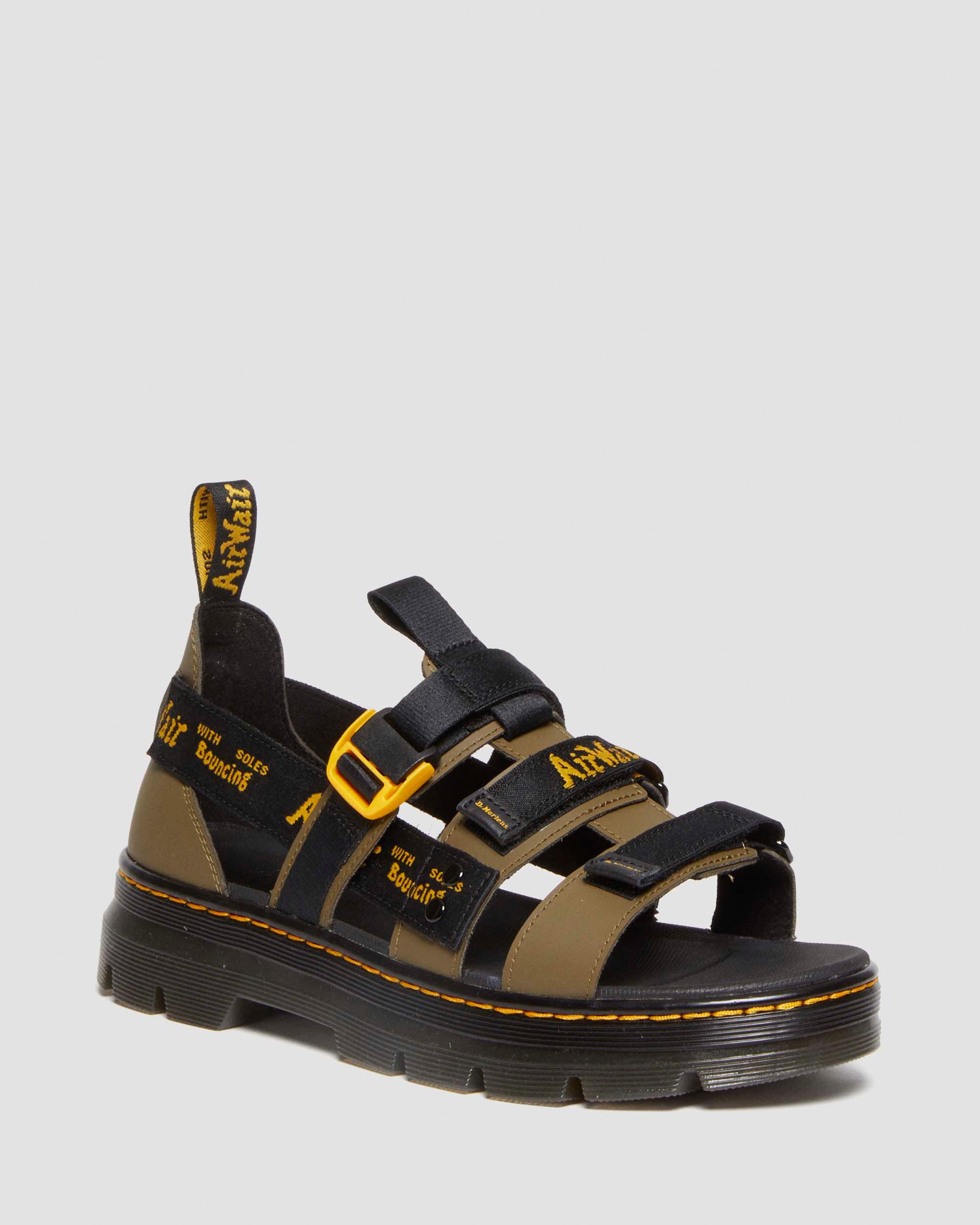 DR. MARTENS' PEARSON II LEATHER LOGO STRAP SANDALS