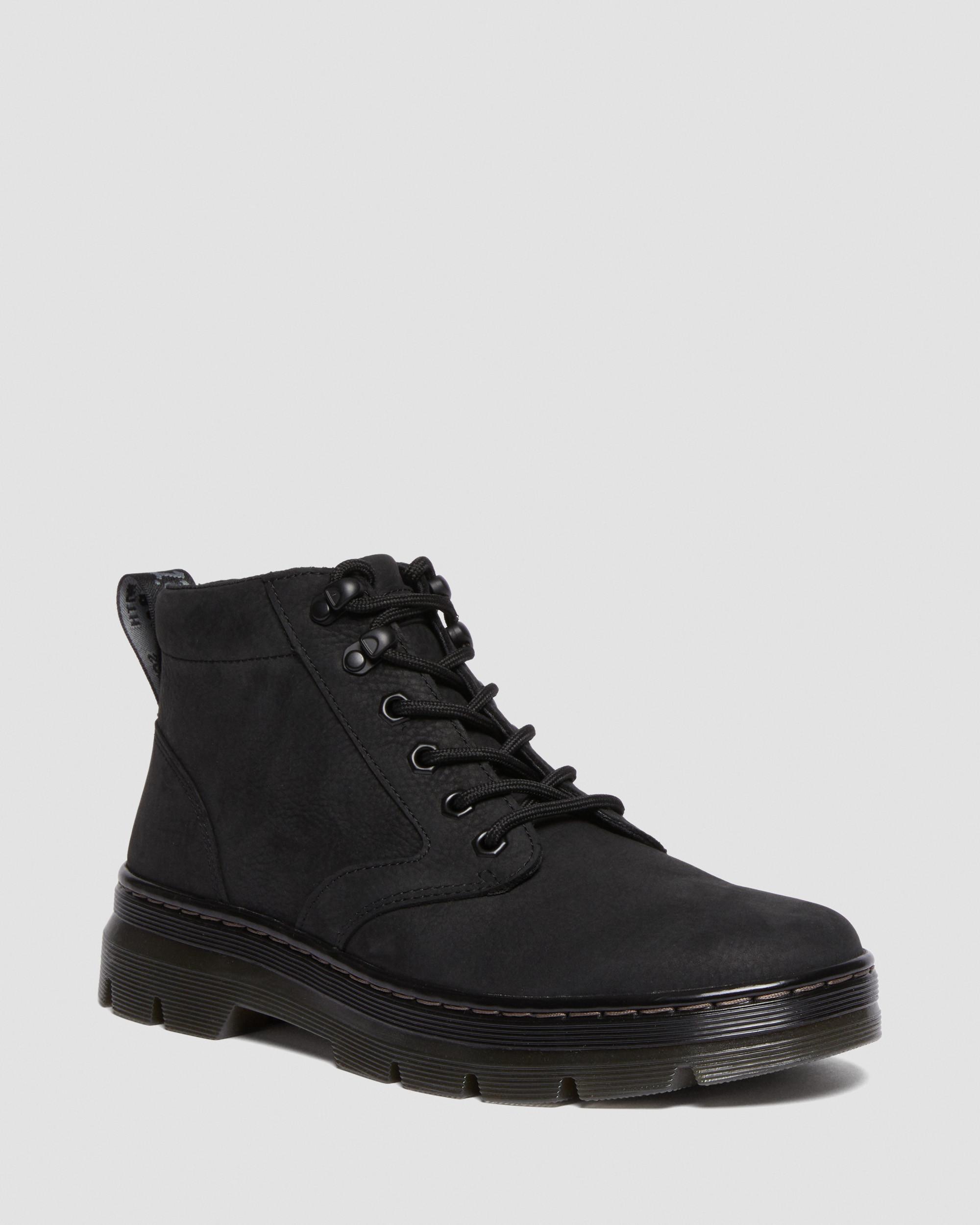 Bonny Milled Nubuck Leather Utility Boots in Black | Dr. Martens