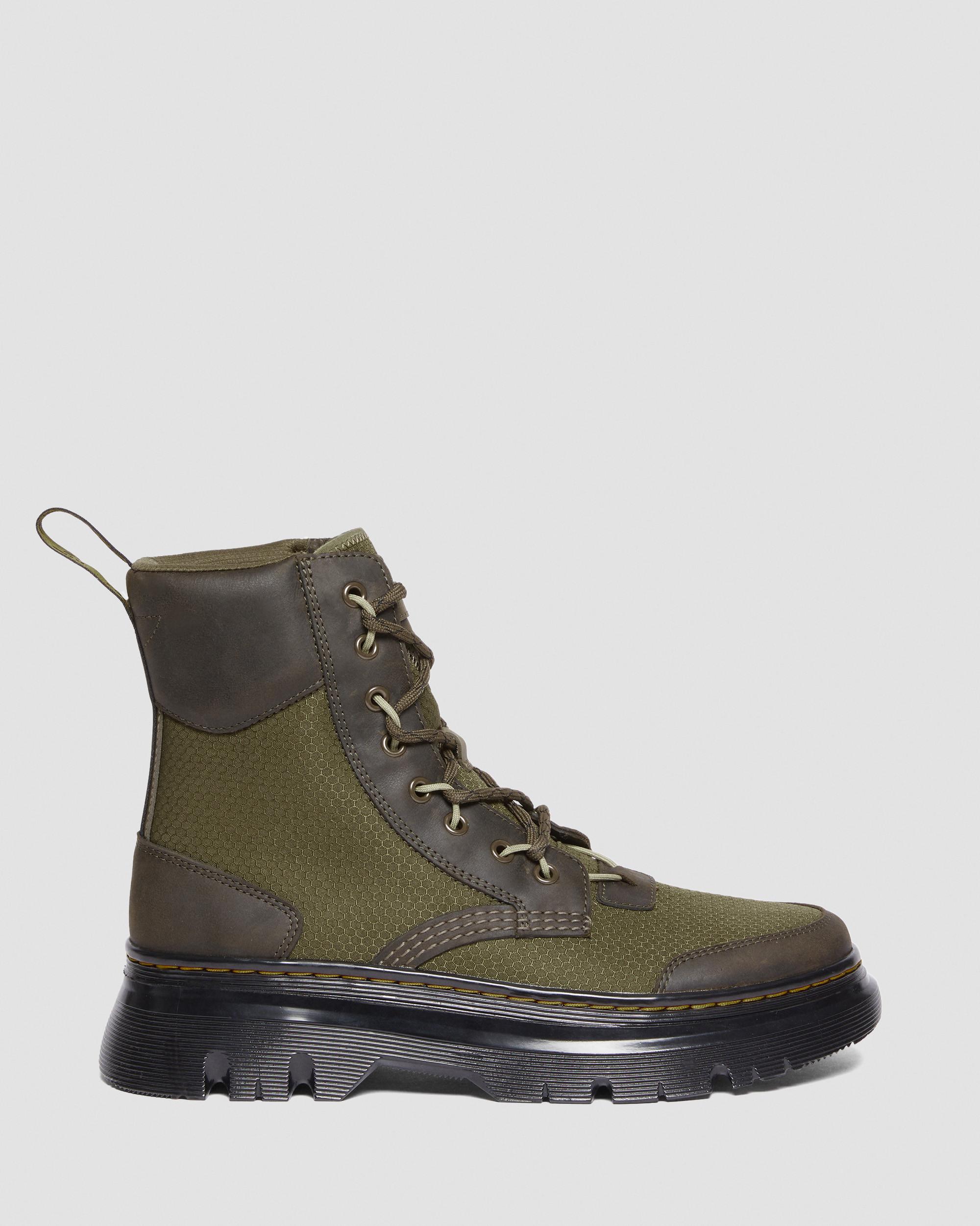 Tarik Leather & Nylon Utility Boots in Olive