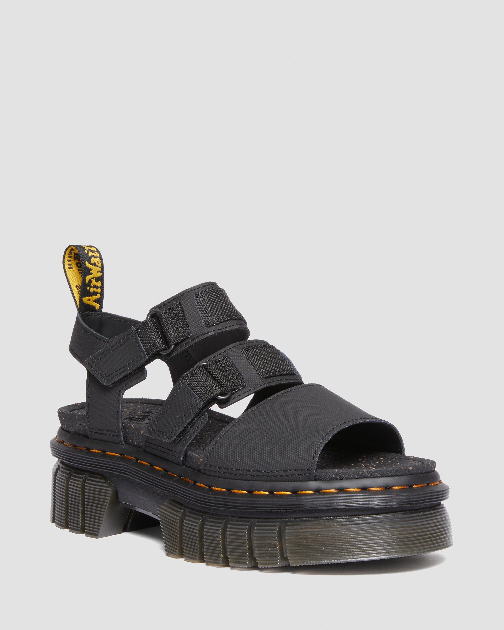 Ricki Leather 3-Strap Platform Sandals in Black | Dr. Martens