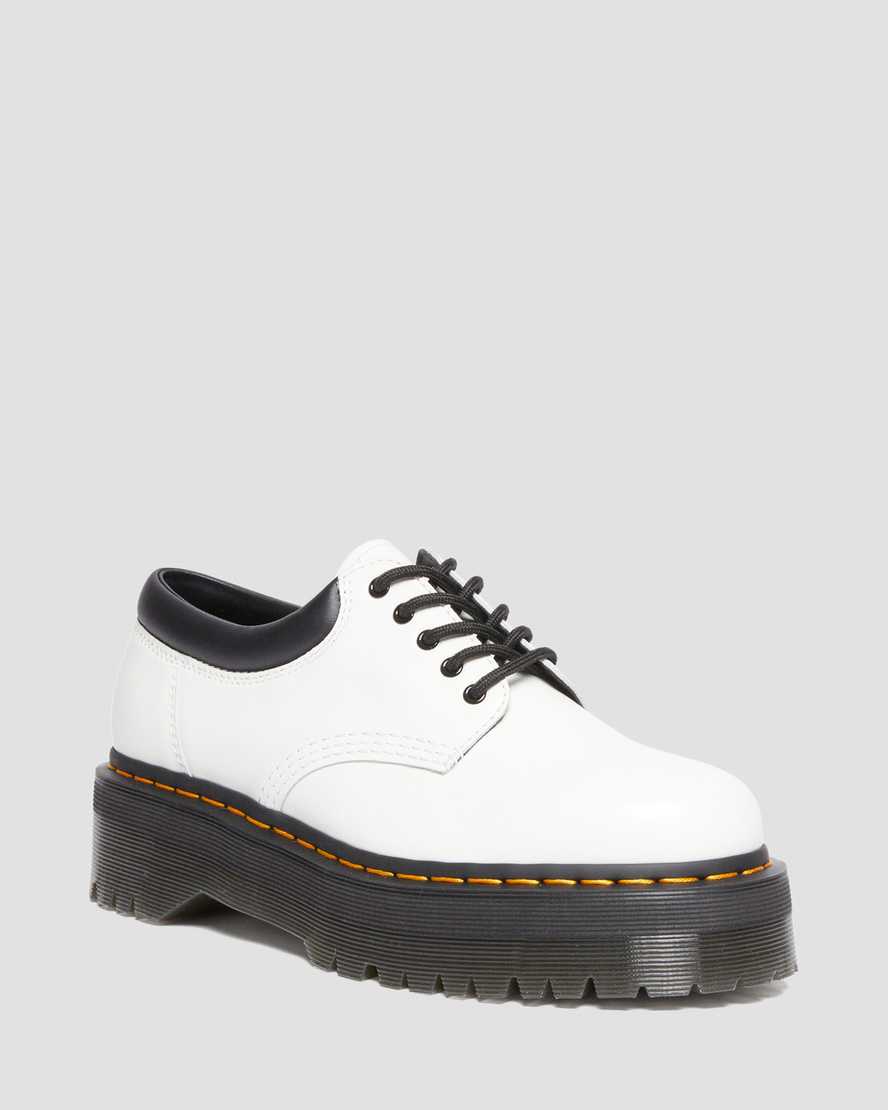 Dr. Martens' 8053 Leather Platform Casual Shoes In White