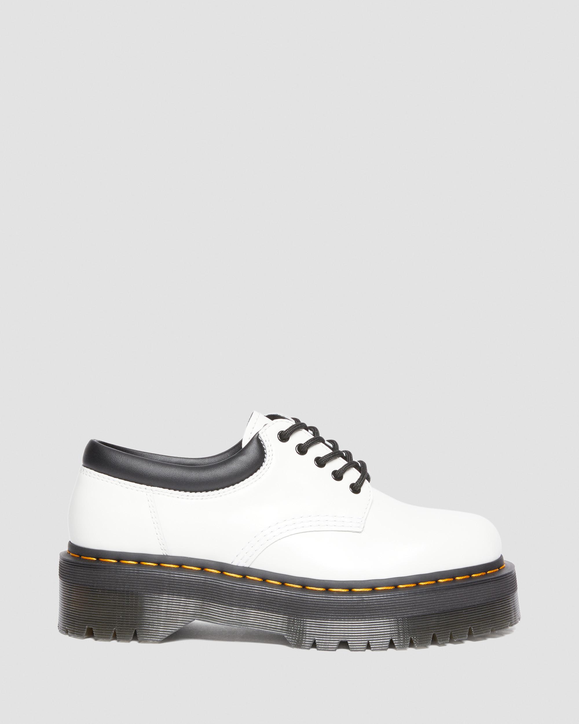 Shop Dr. Martens' 8053 Leather Platform Casual Shoes In White
