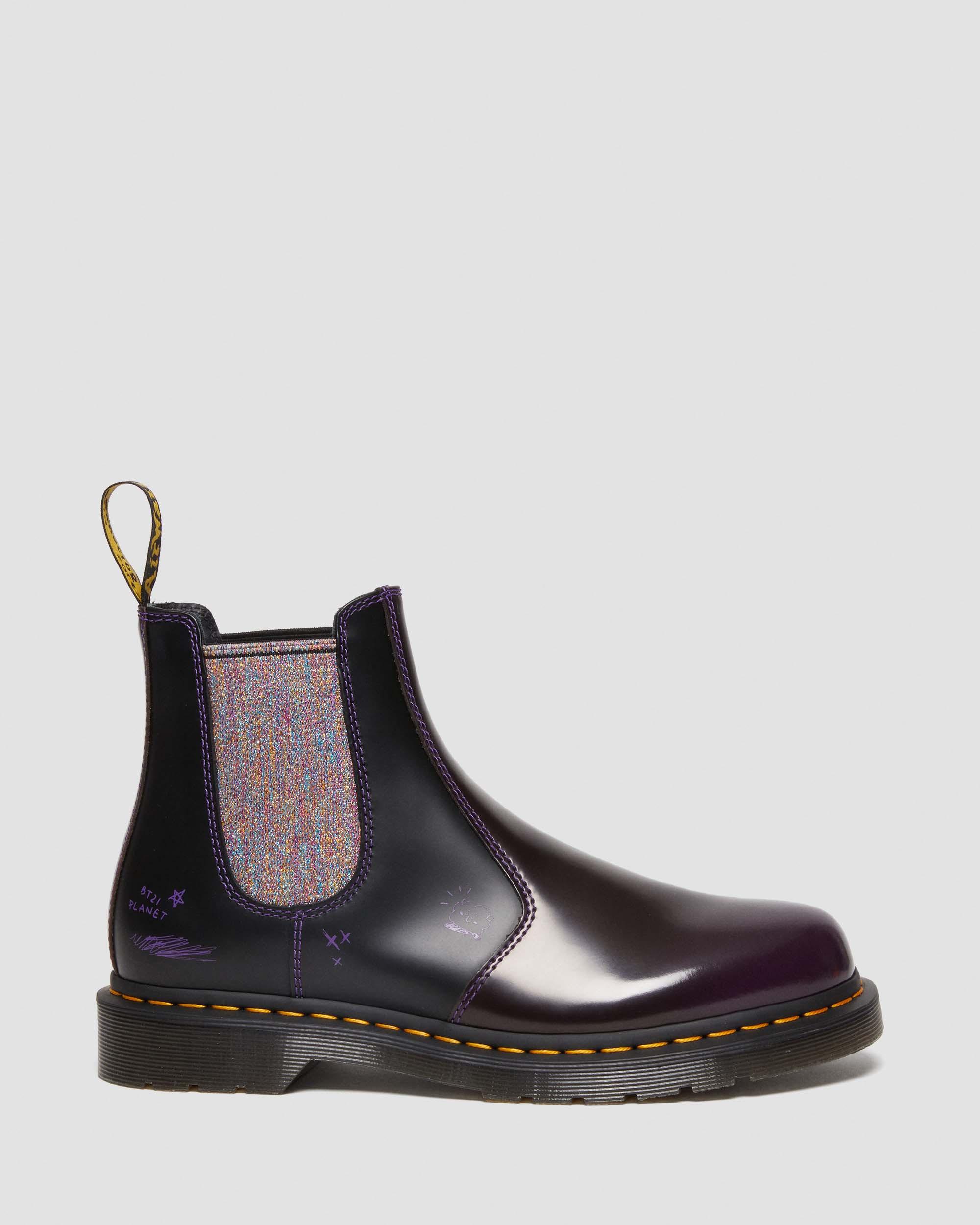 2976 BT21 Leather Chelsea Boots in Purple+Black