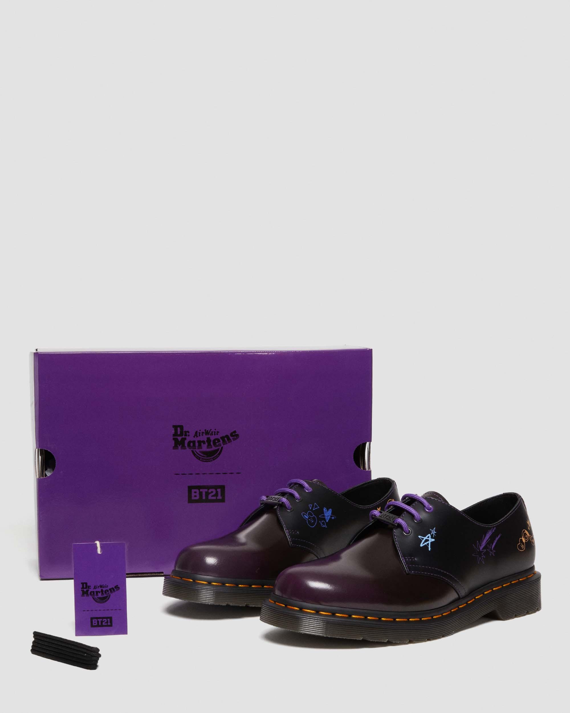 1461 BT21 Leather Oxford Shoes in Purple+Black