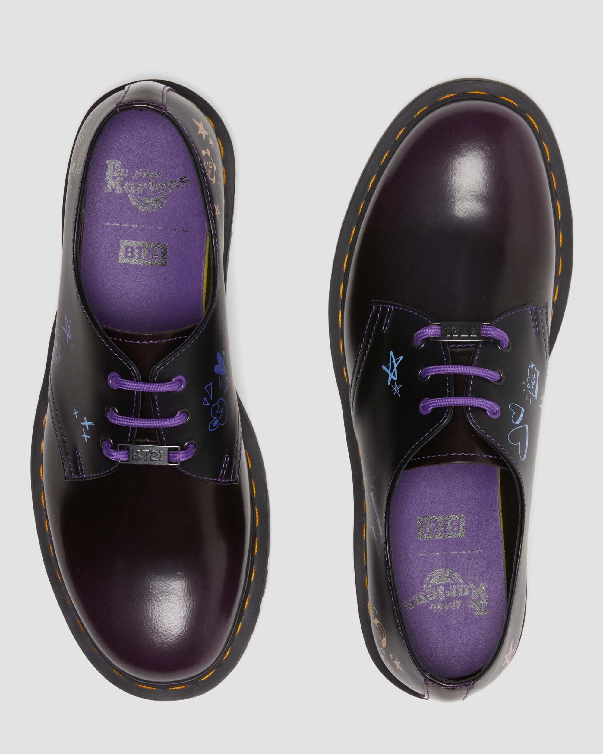 1461 BT21 Leather Oxford Shoes in Purple+Black
