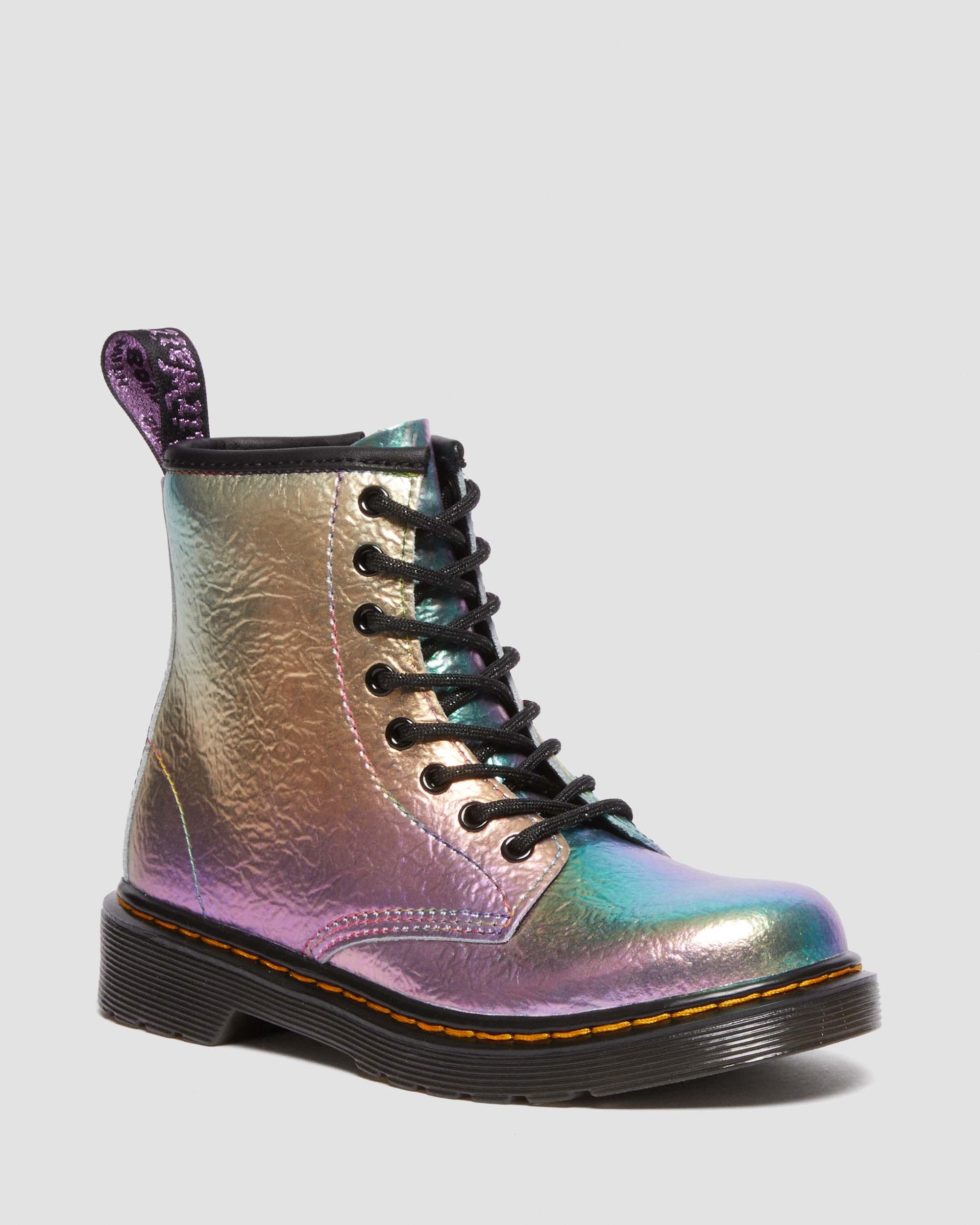 Junior 1460 Rainbow Crinkle Leather Lace Up Boots