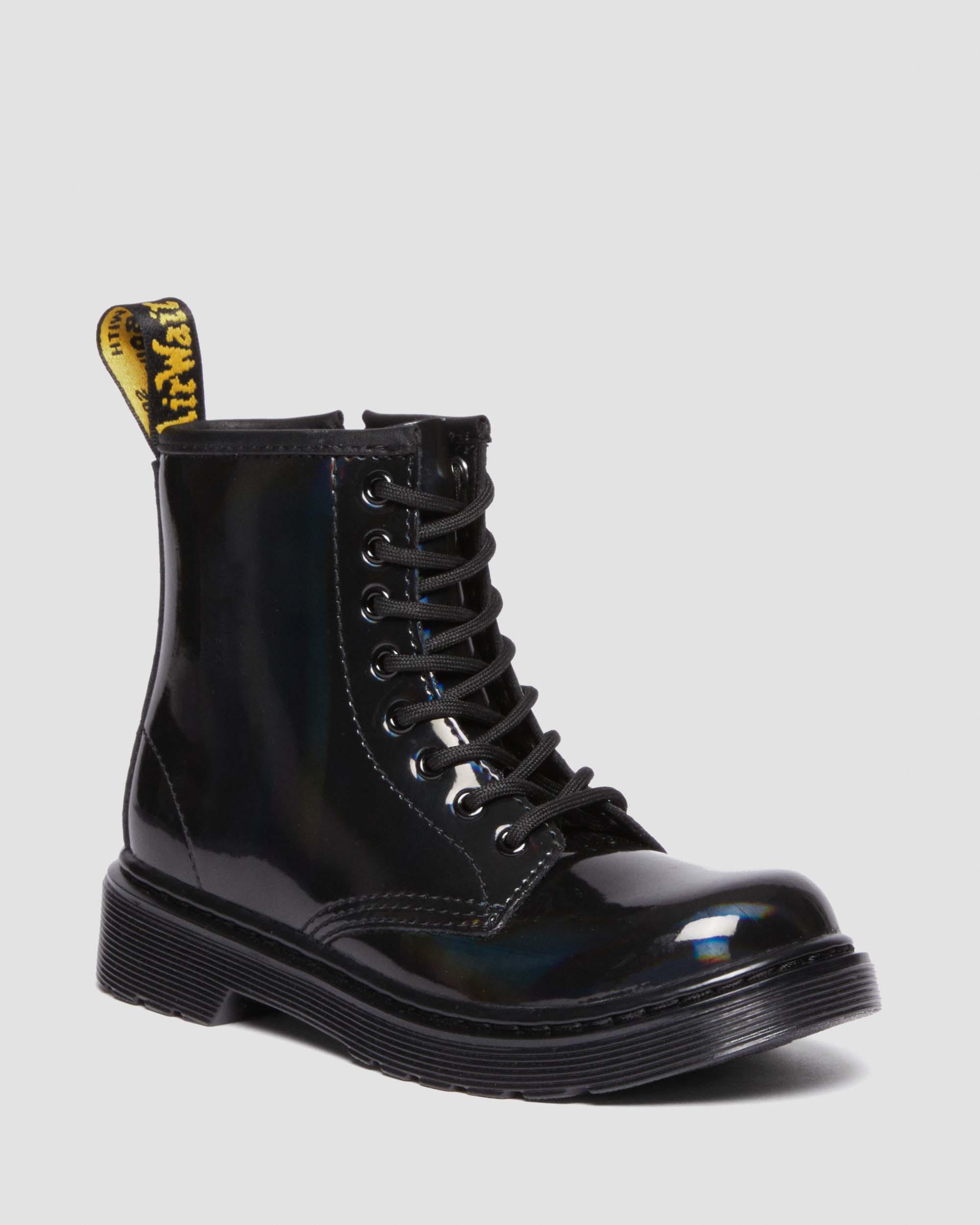 Junior 1460 Rainbow Leather Lace Up Boots in Black