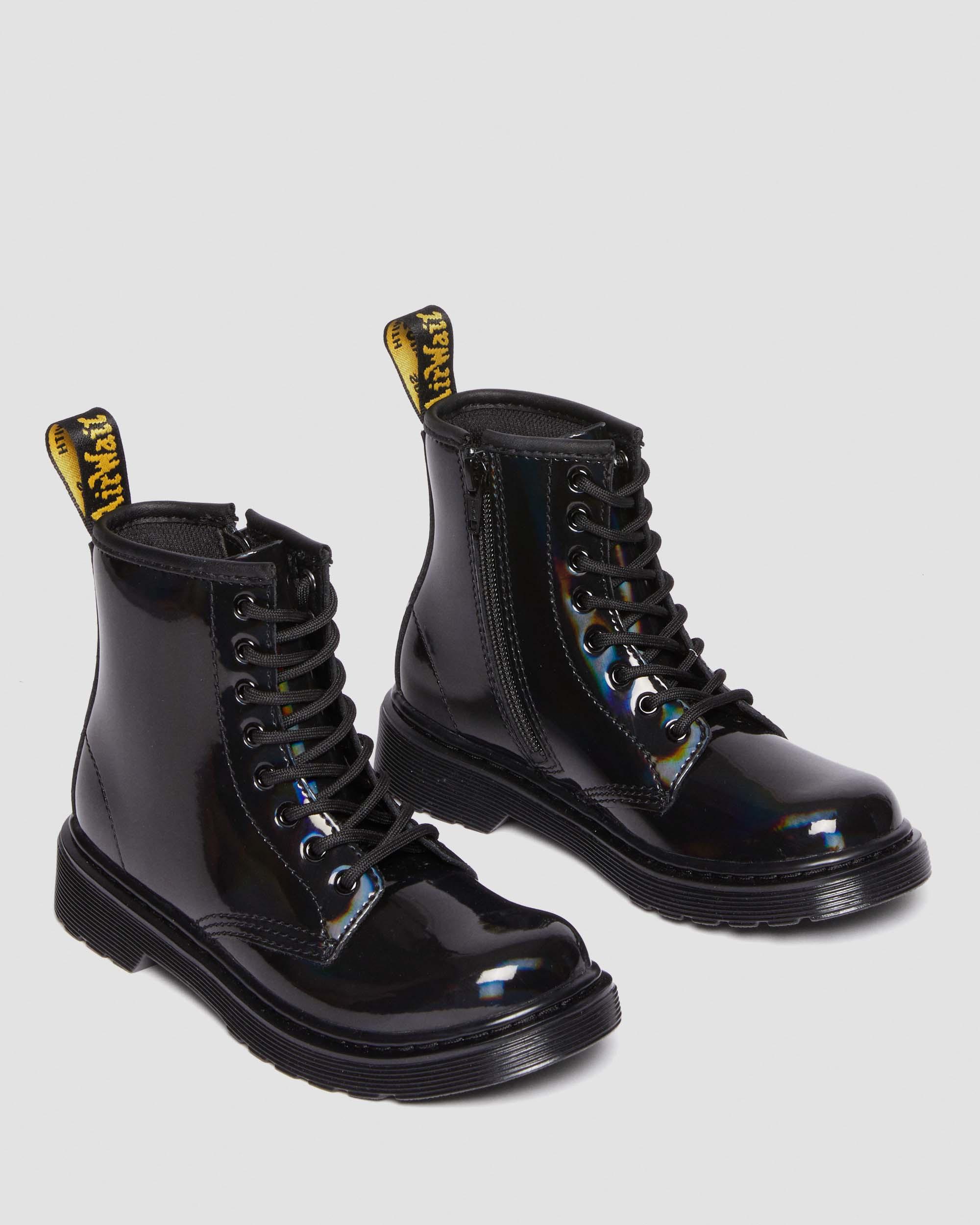 Junior 1460 Rainbow Leather Lace Up Boots in Black
