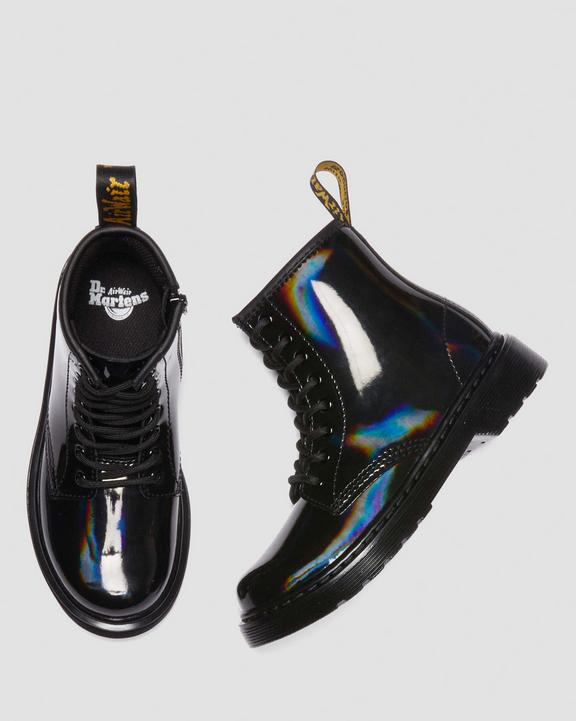 Junior 1460 Rainbow Patent Leather Lace Up Boots in Black Junior 1460 Rainbow Patent Leather Lace Up Boots in Black