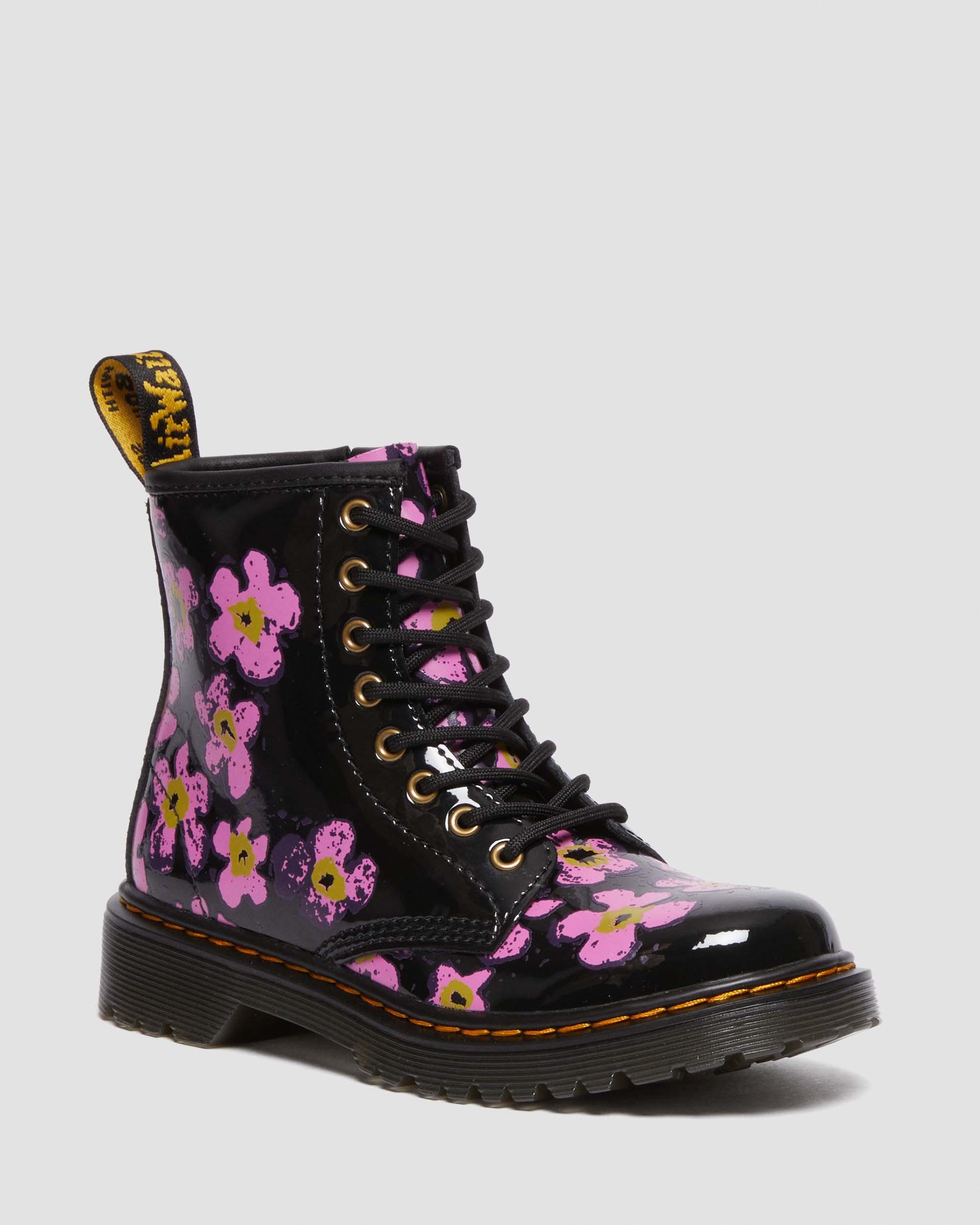 Junior 1460 Pansy Patent Leather Lace Up Boots in Black | Dr. Martens