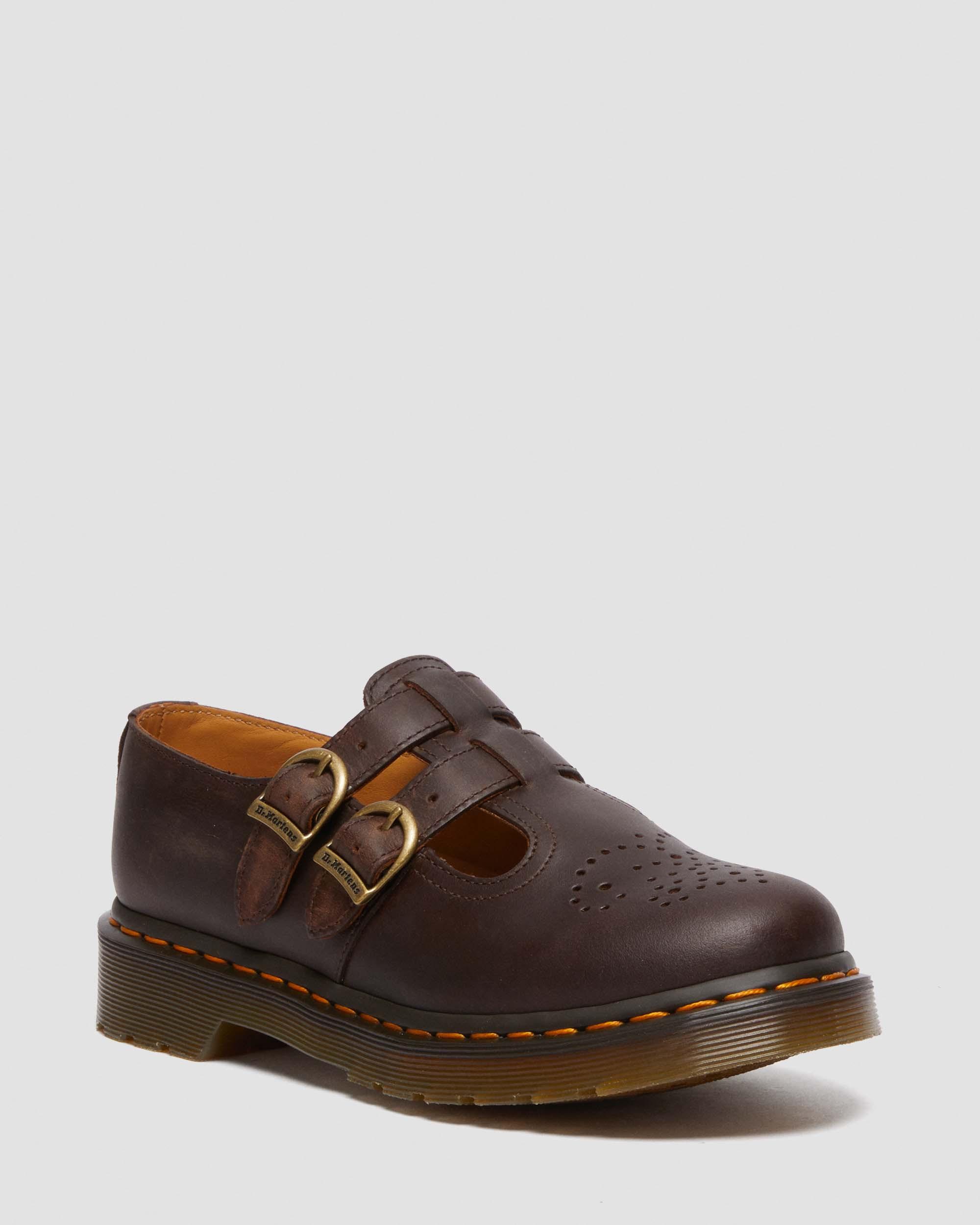 8065 Crazy Horse Leren Mary Jane Schoenen in Donkerbruin