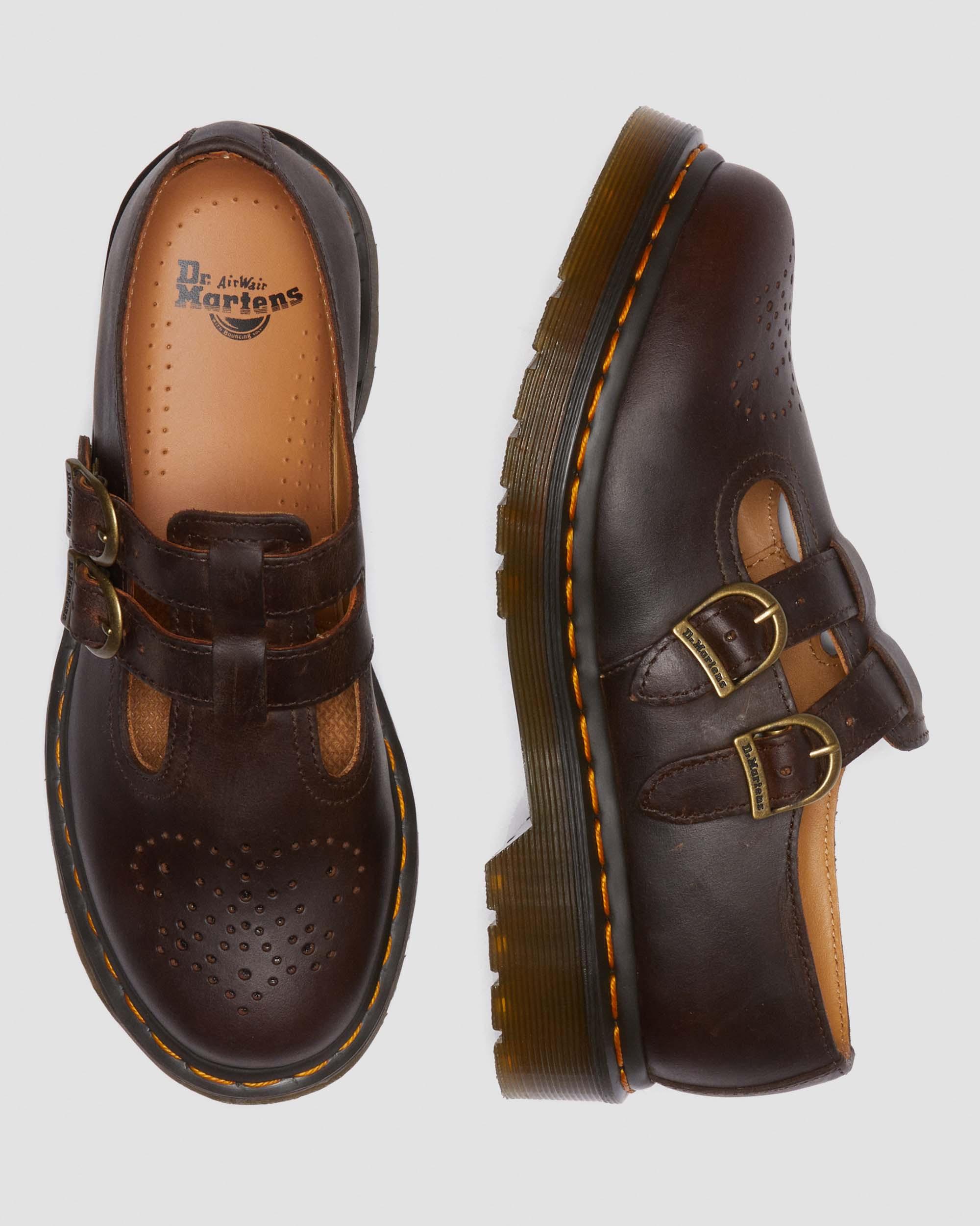8065 Crazy Horse Leather Mary Jane Shoes in Dark Brown
