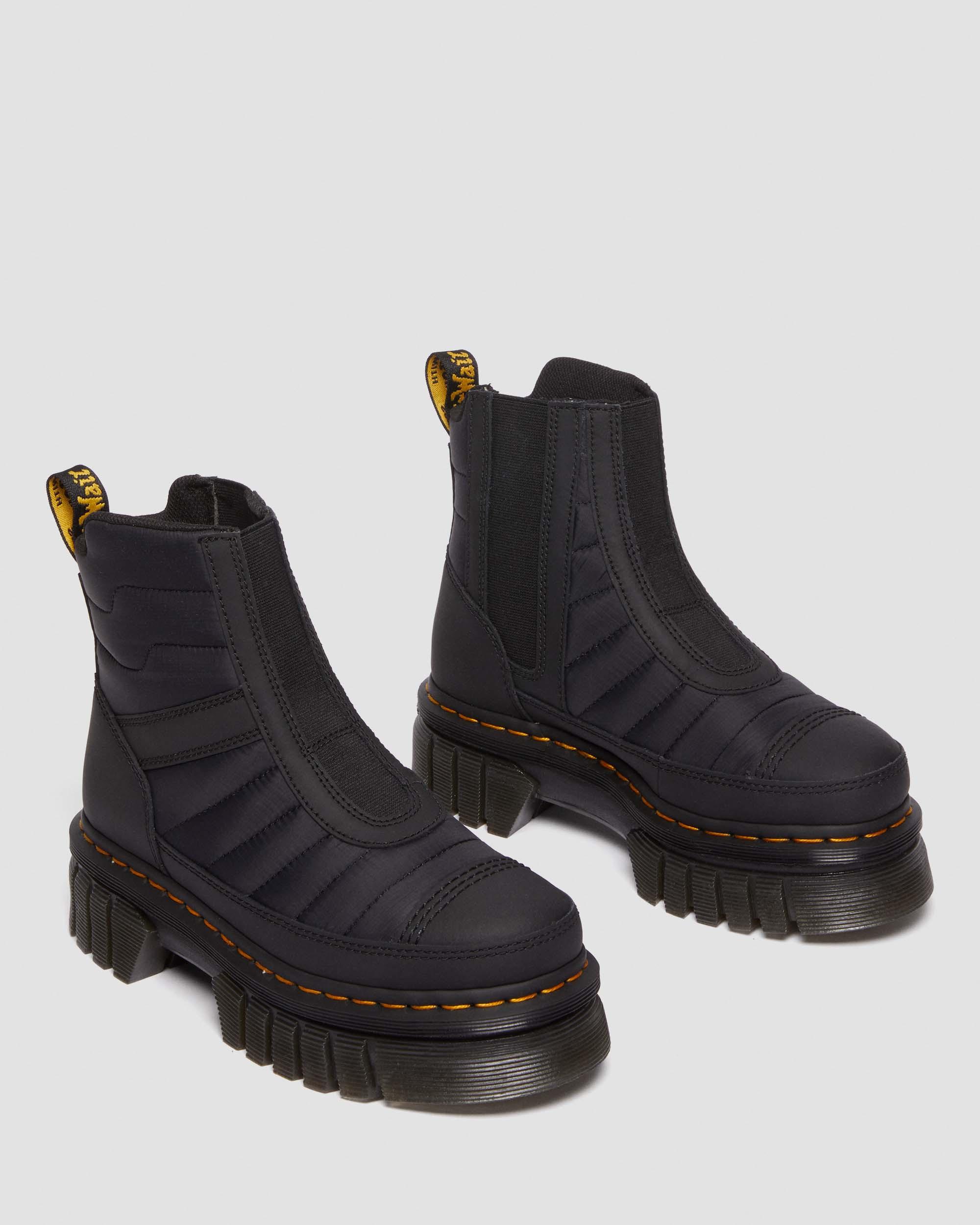 Audrick Quilted Platform Chelsea Boots in BLACK | Dr. Martens™