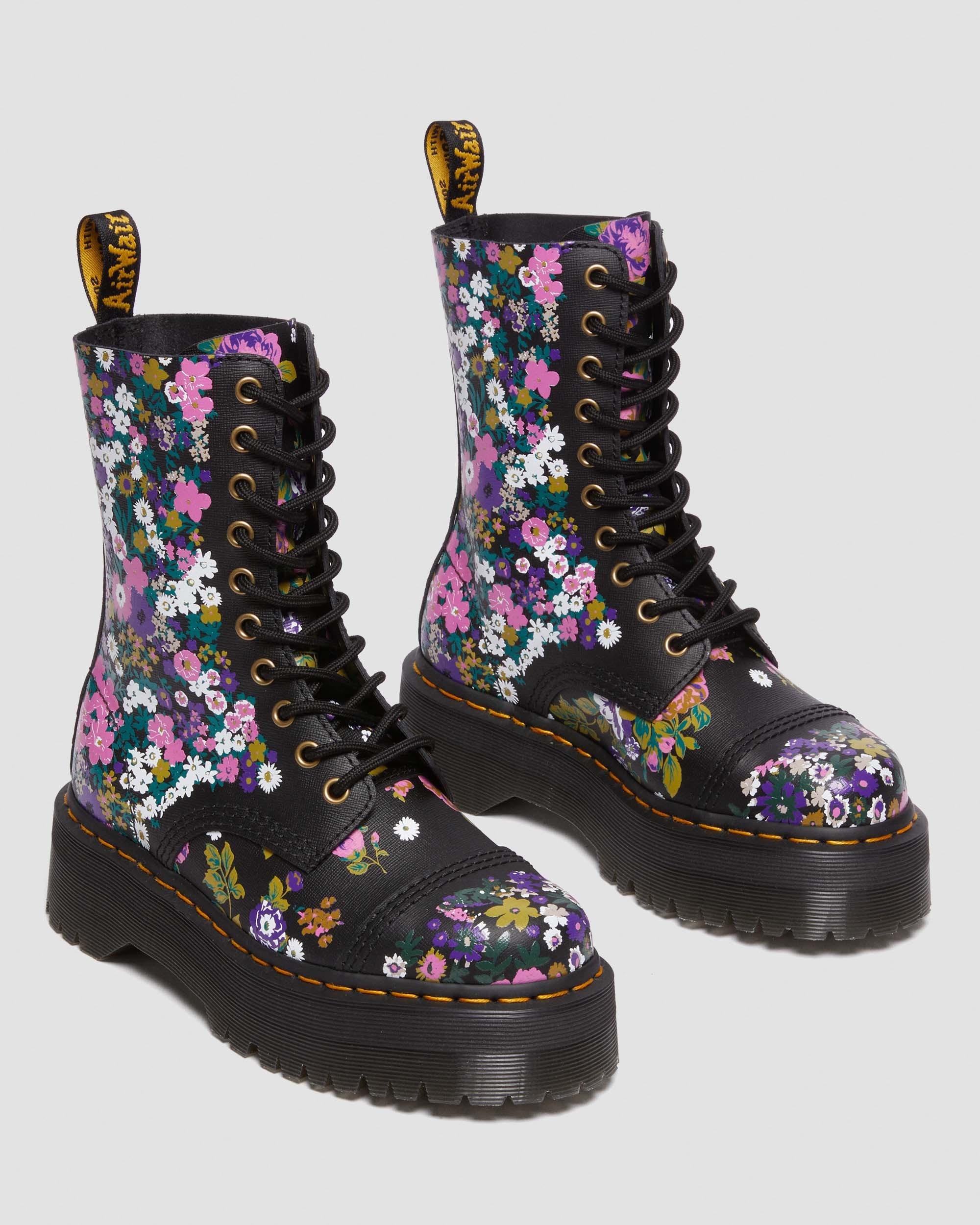 Shop Dr. Martens' Sinclair Hi Vintage Floral Platform Boots In Black