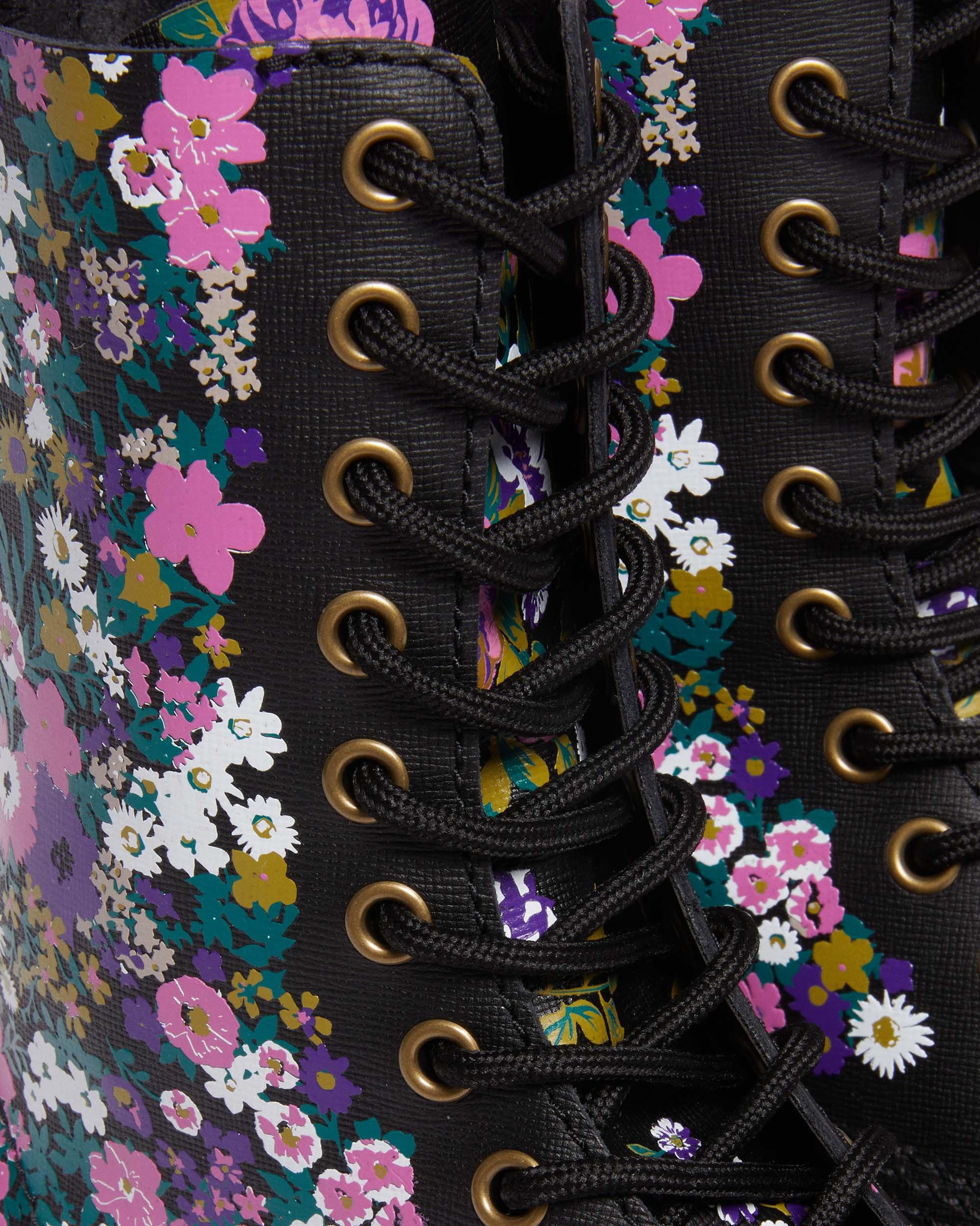 Sinclair Hi Vintage Floral Platform Boots in BLACK | Dr. Martens™