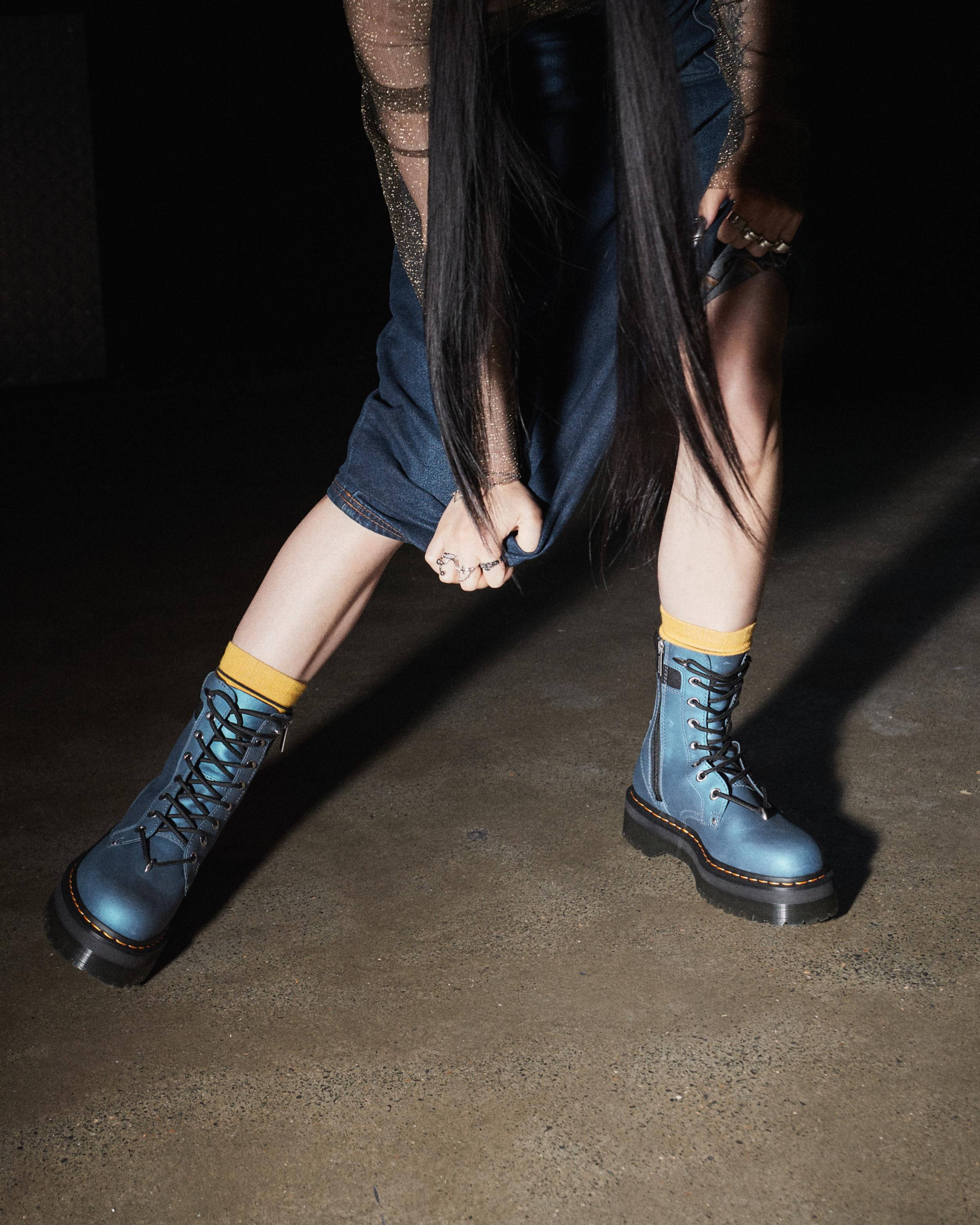 Jadon II Hardware Leather Platform Boots in DEEP BLUE | Dr. Martens™