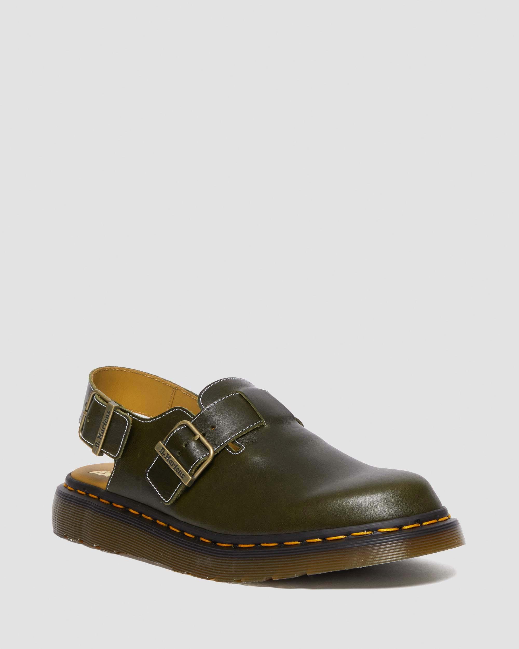 Jorge Made in England Classic Leather Slingback Mules in Dark Green ...