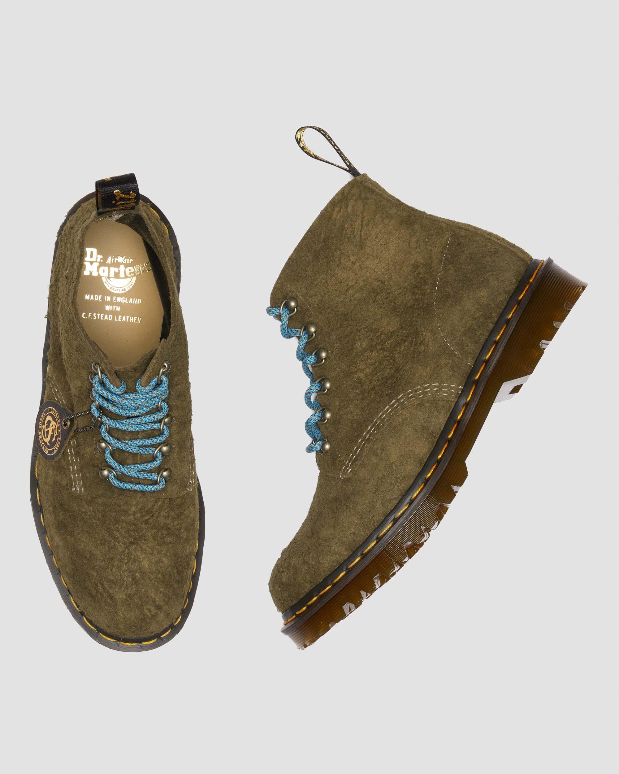 101 Made in England Hardware Suede Ankle Boots in OLIVE | Dr. Martens™