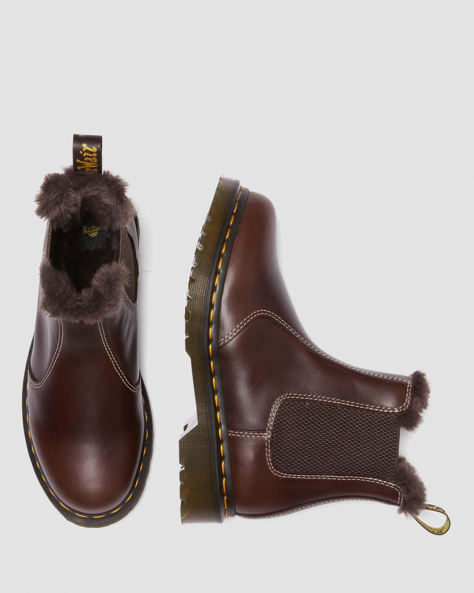 2976 Leonore Faux Fur Lined Chelsea Boots in Dark Brown