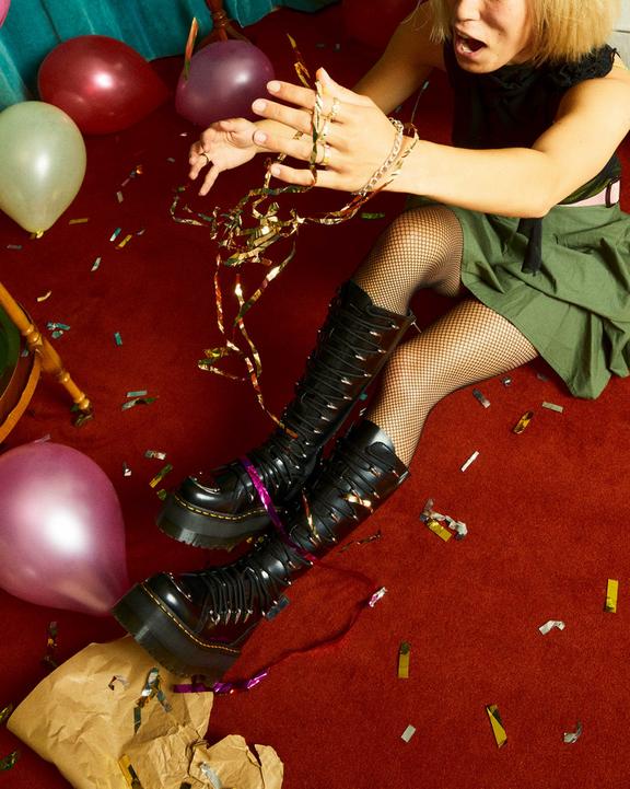 1B60 Max Lace Up Knee High Platform Boots in Black Buttero 1B60 Max Lace Up Knee High Platform Boots in Black Buttero
