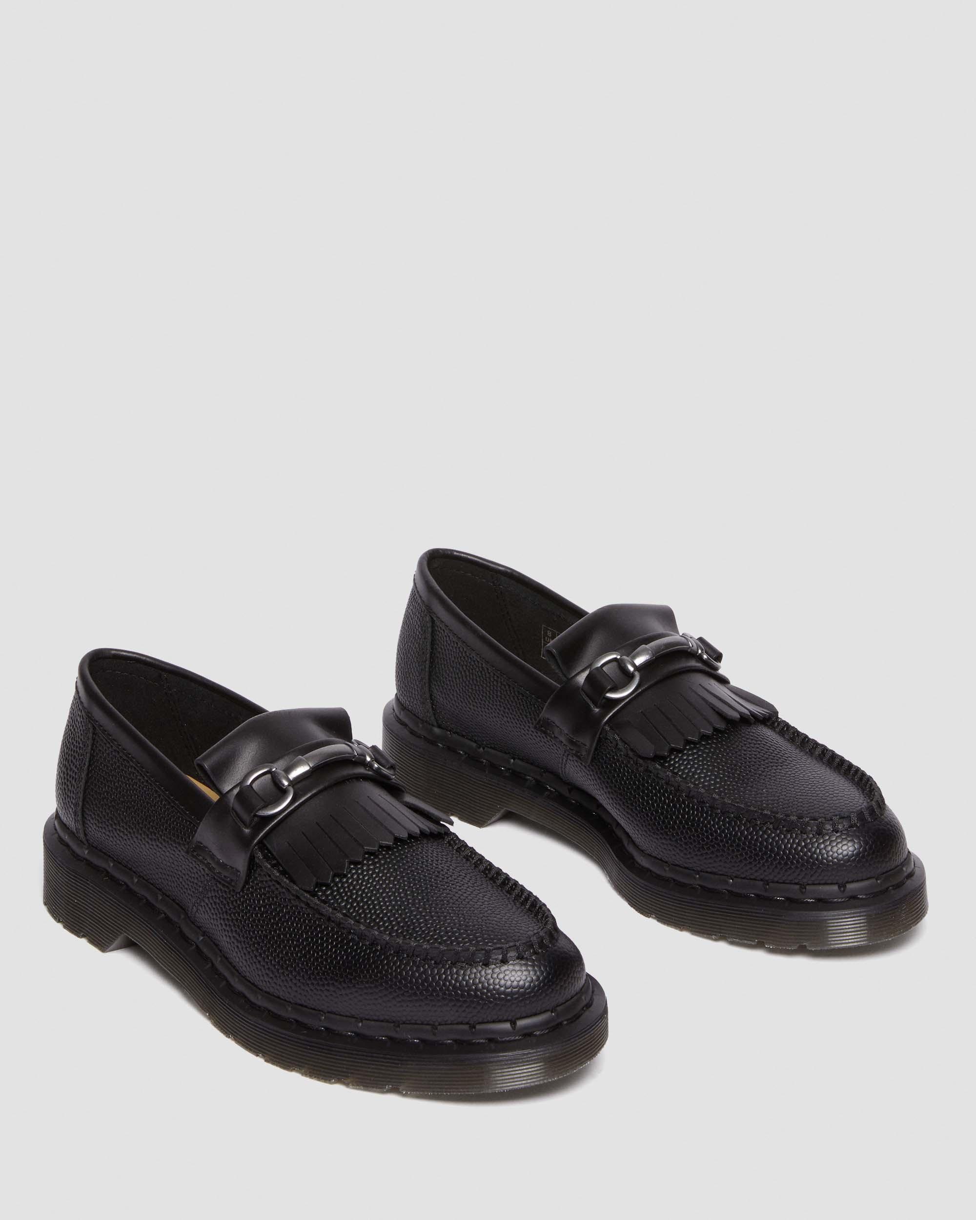 Adrian Snaffle Pebble Grain Leather Kiltie Loafers in BLACK | Dr