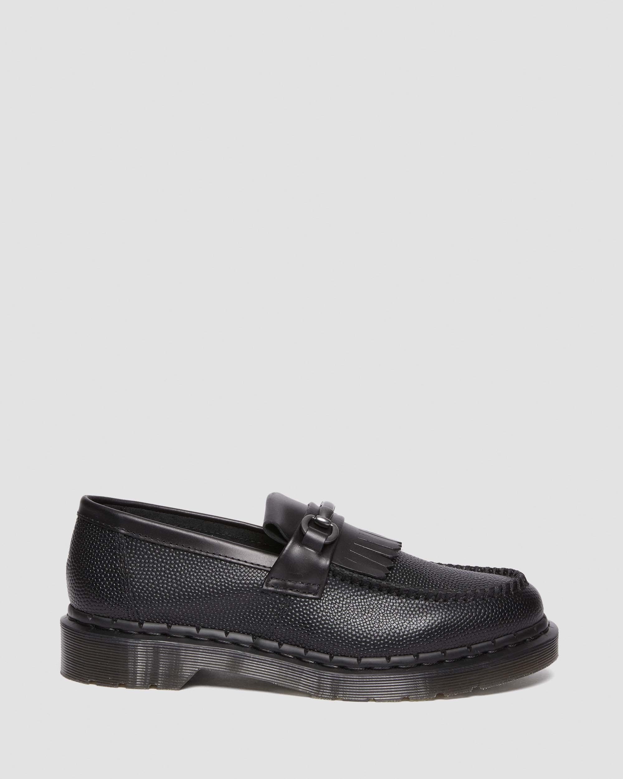 Adrian Snaffle Pebble Grain Leather Kiltie Loafers in BLACK | Dr