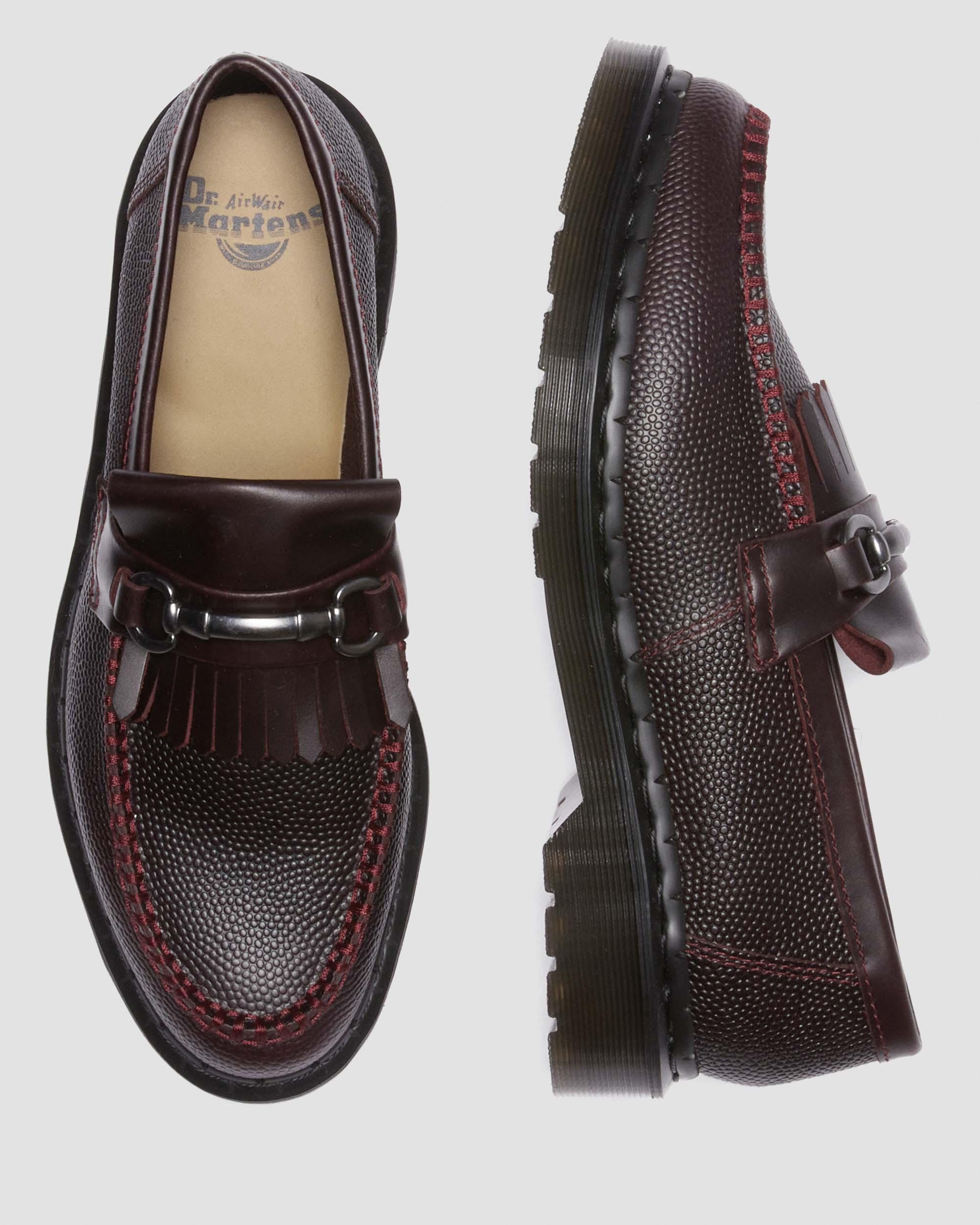 靴 Dr.Martens ADRIAN SNAFFLE Adrian Snaffle Pebble Grain Leather Kiltie Loafers in OXBLOOD | Dr