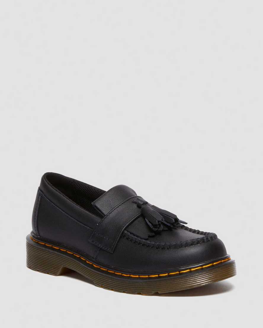 Dr. Martens' Junior Adrian Softy T Leather Tassel Loafers In Black