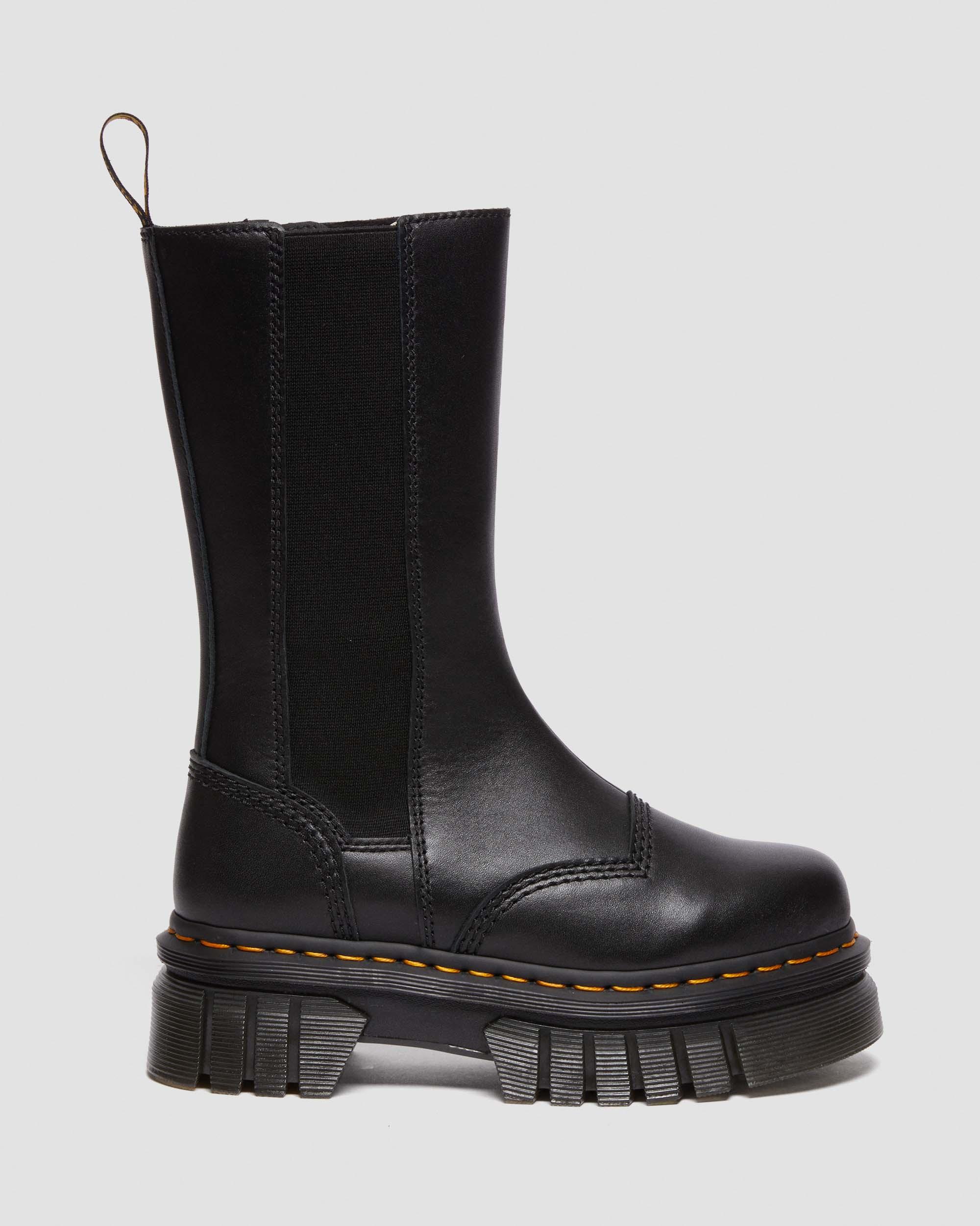 Audrick Tall Nappa Leather Platform Chelsea Boots in Black | Dr. Martens