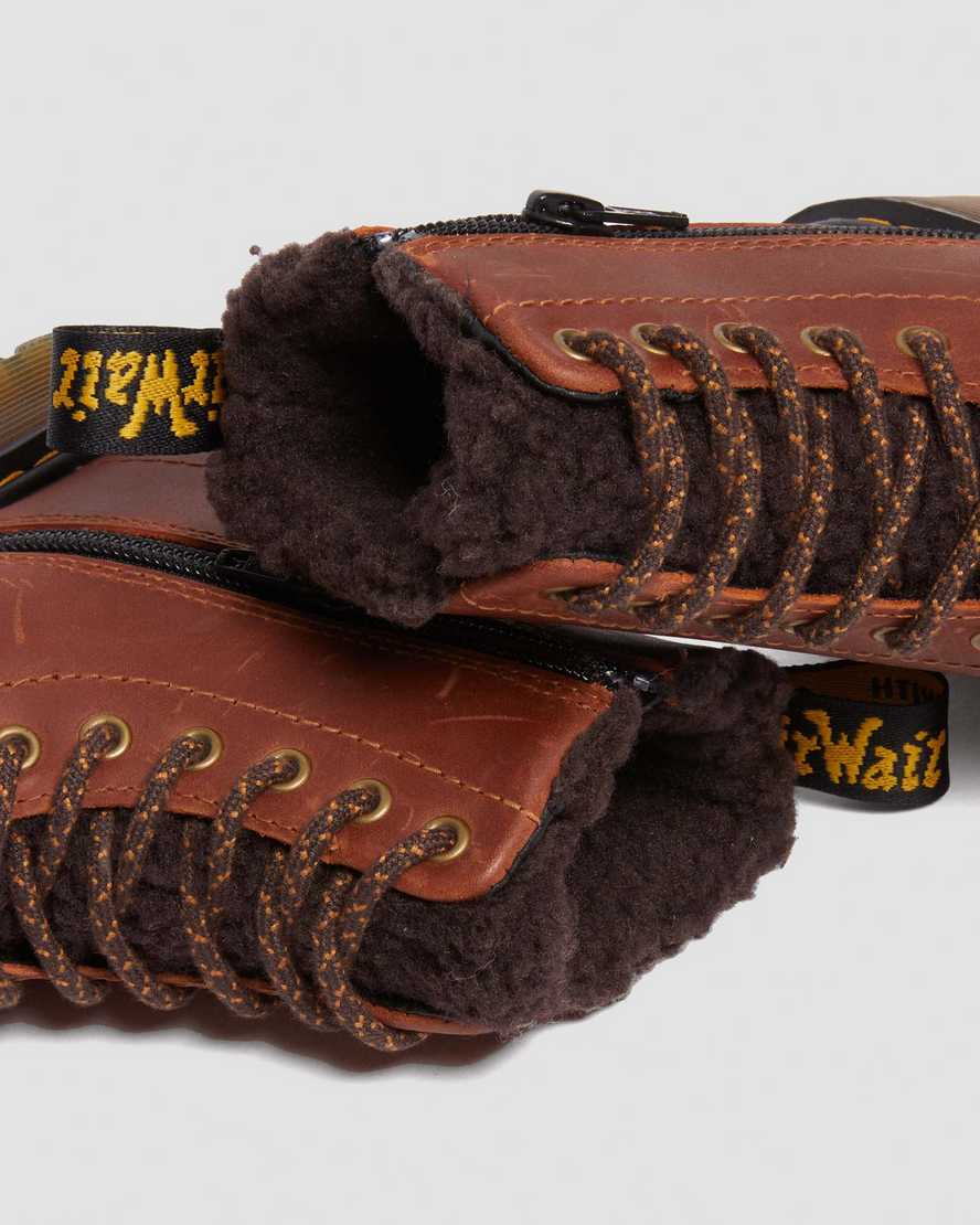 Dr. Martens' Junior 1460 Faux Fur Lined Boots In Brown
