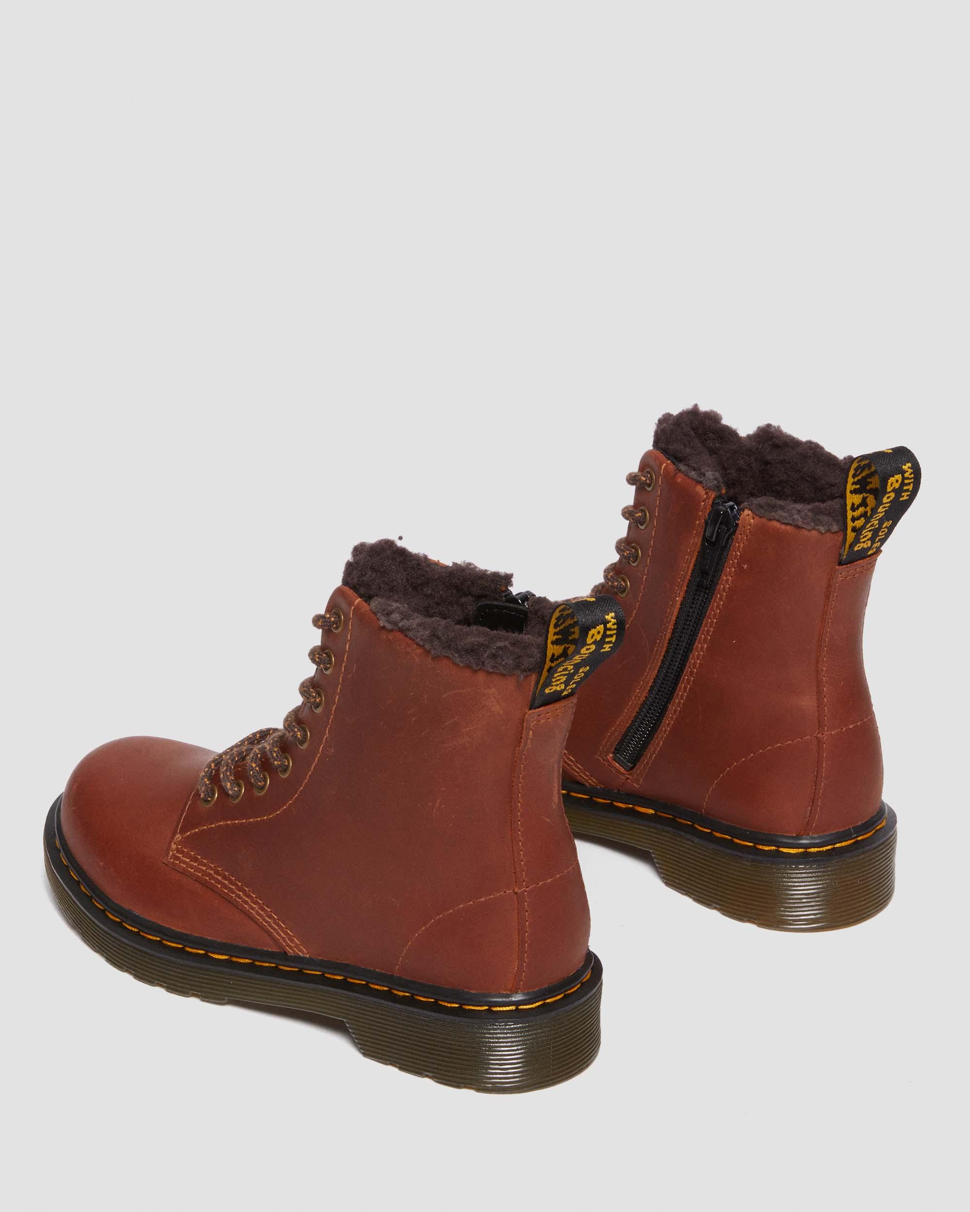 Shop Dr. Martens' Junior 1460 Faux Fur Lined Boots In Brown