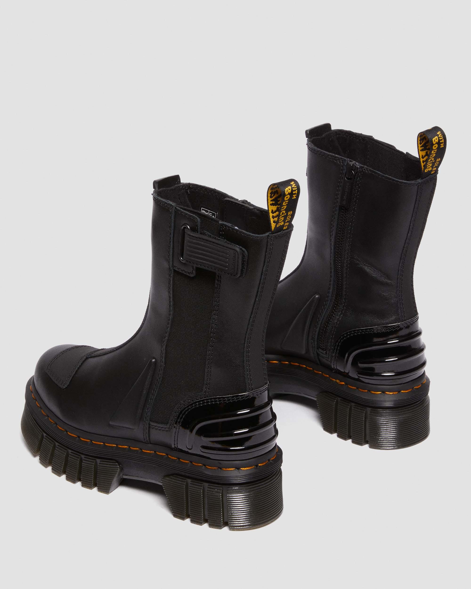 Audrick Alternative Leather Chelsea Hi Platform Boots in BLACK