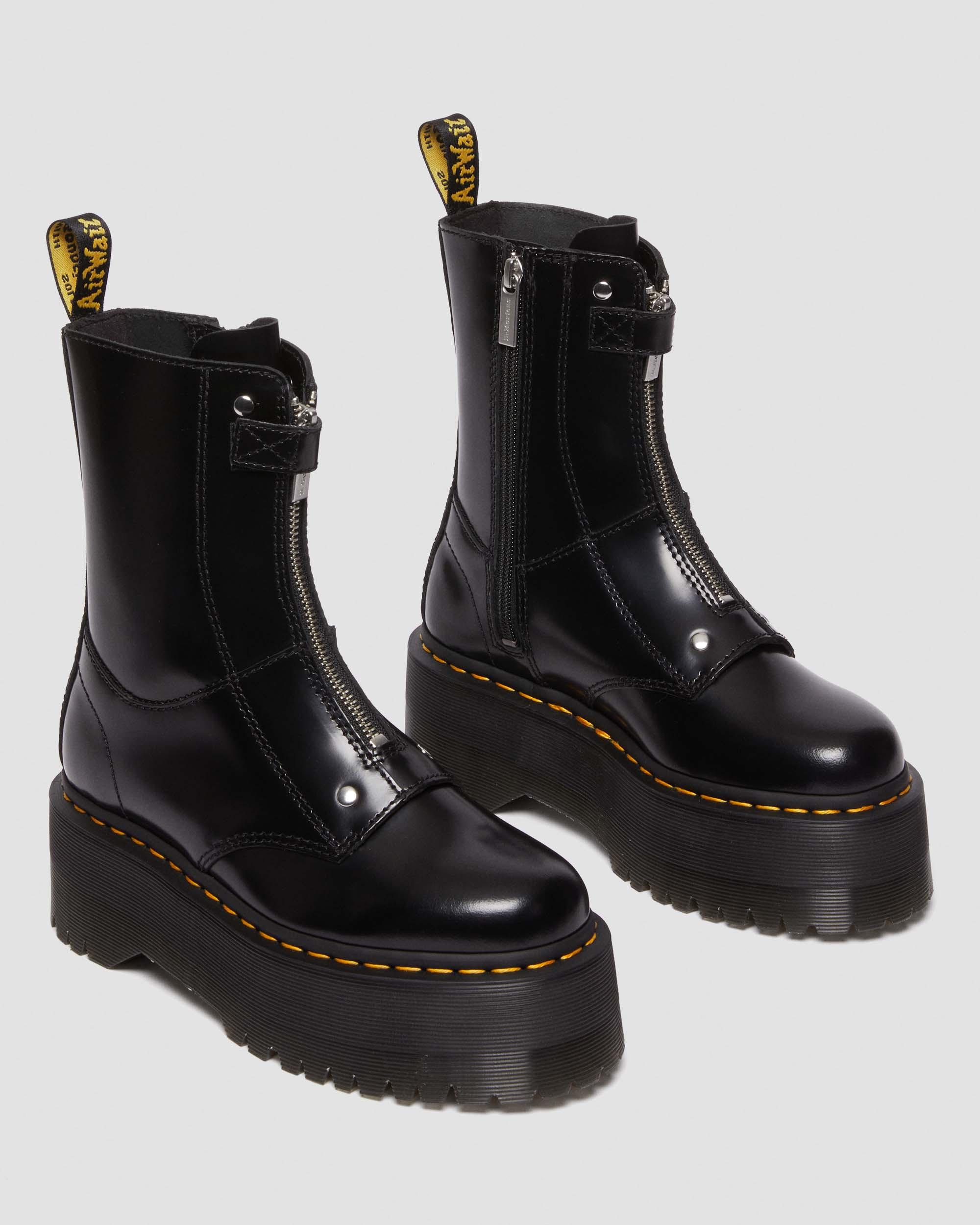 Jetta Hi Max Leather Platform Boots in Black