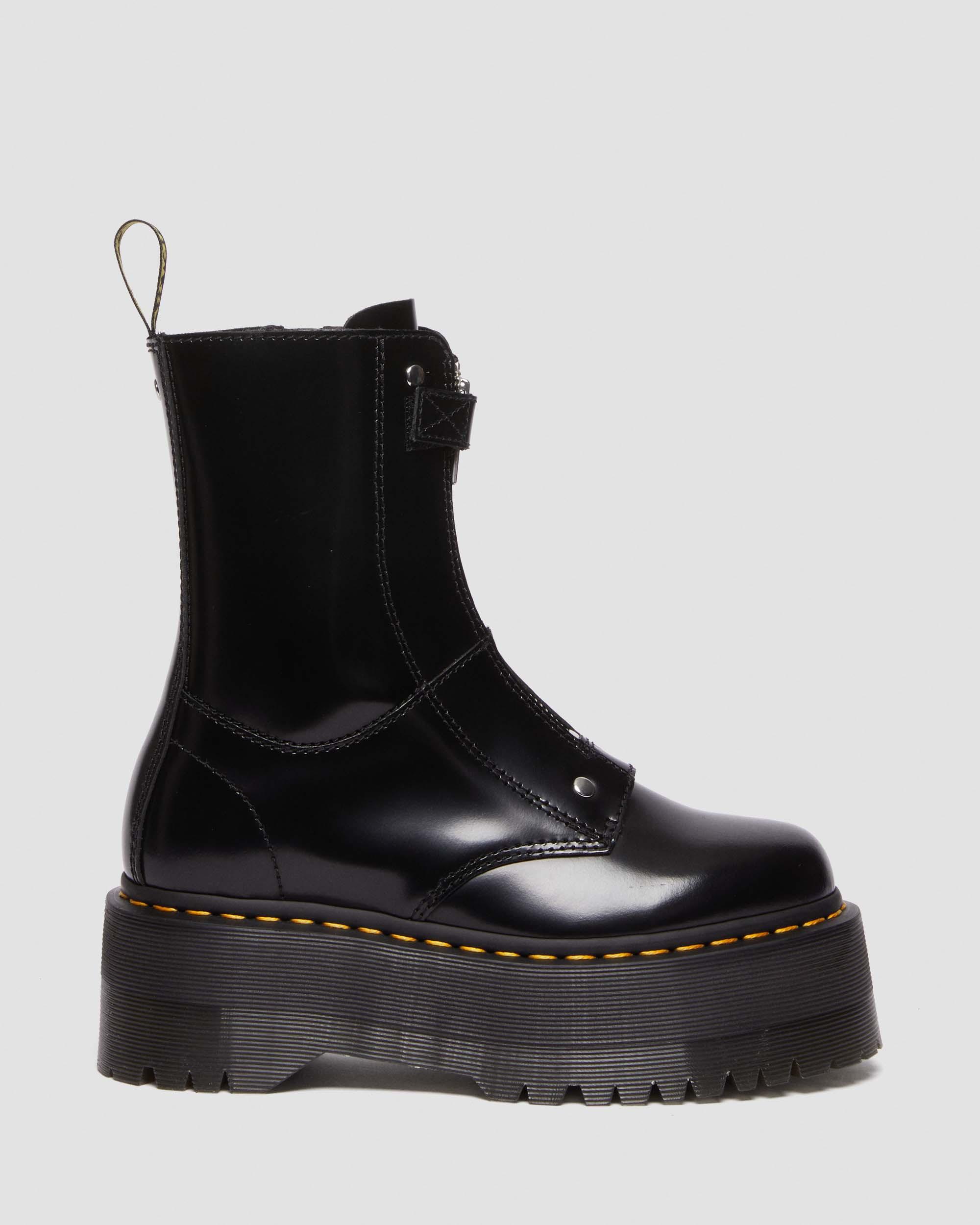 Jetta Hi Max Leather Platform Boots in Black | Dr. Martens