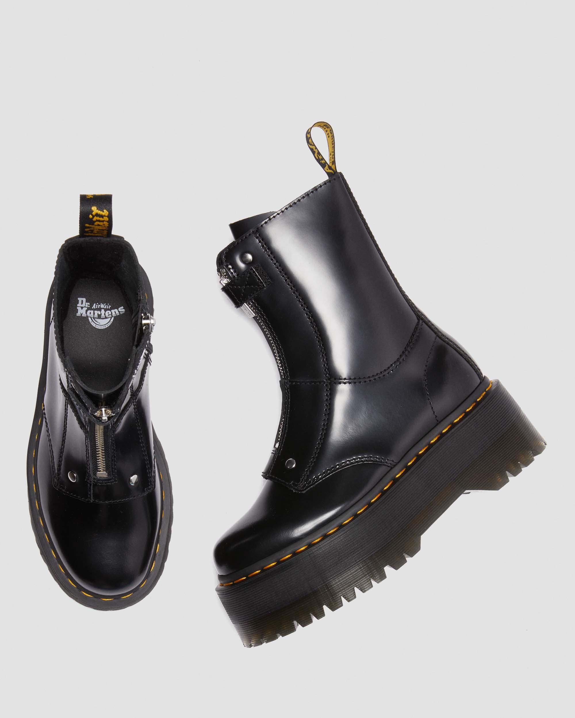 Jetta Hi Max Leather Platform Boots in Black