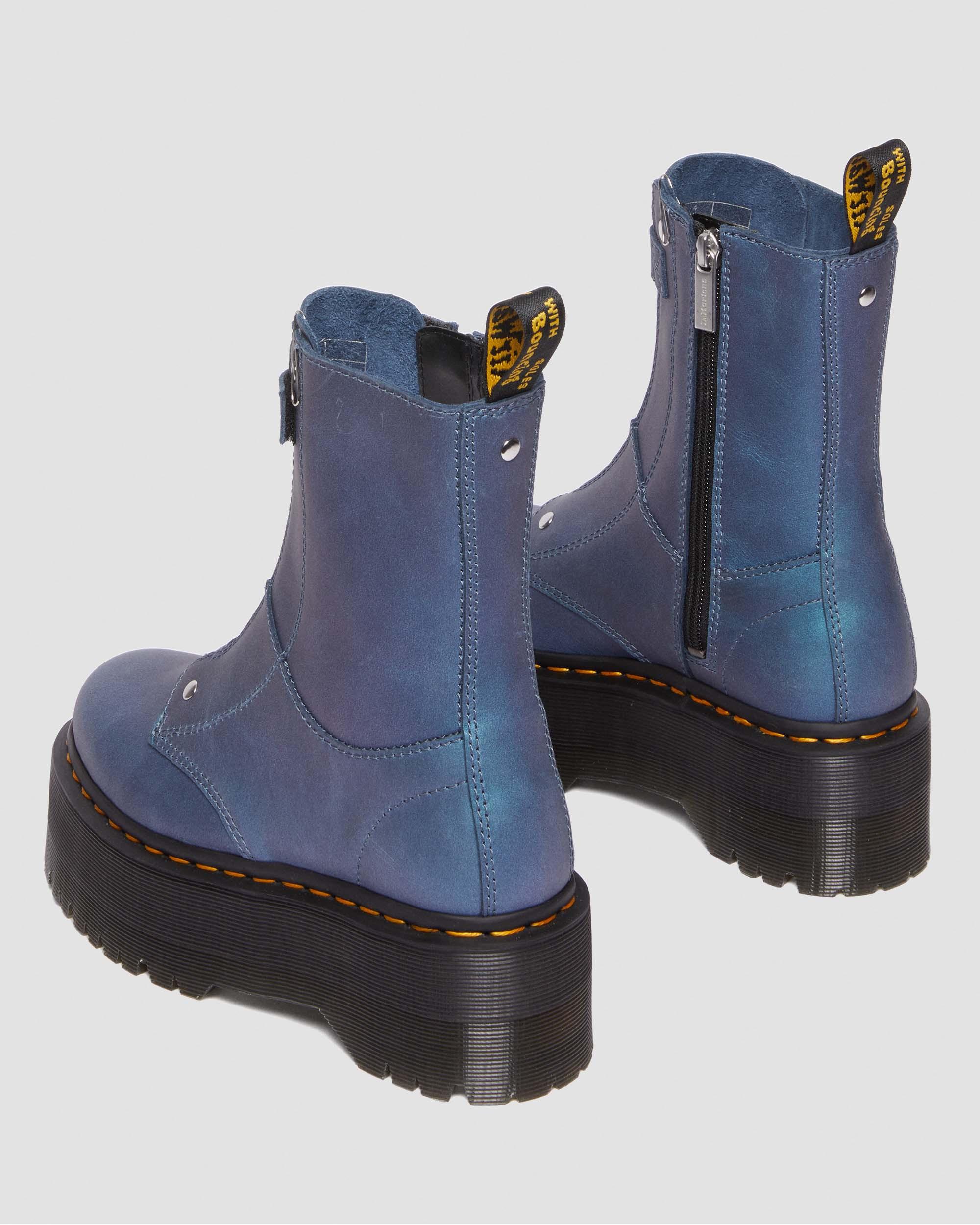 Jetta Hi Max Metallic Leather Platform Boots in DEEP BLUE
