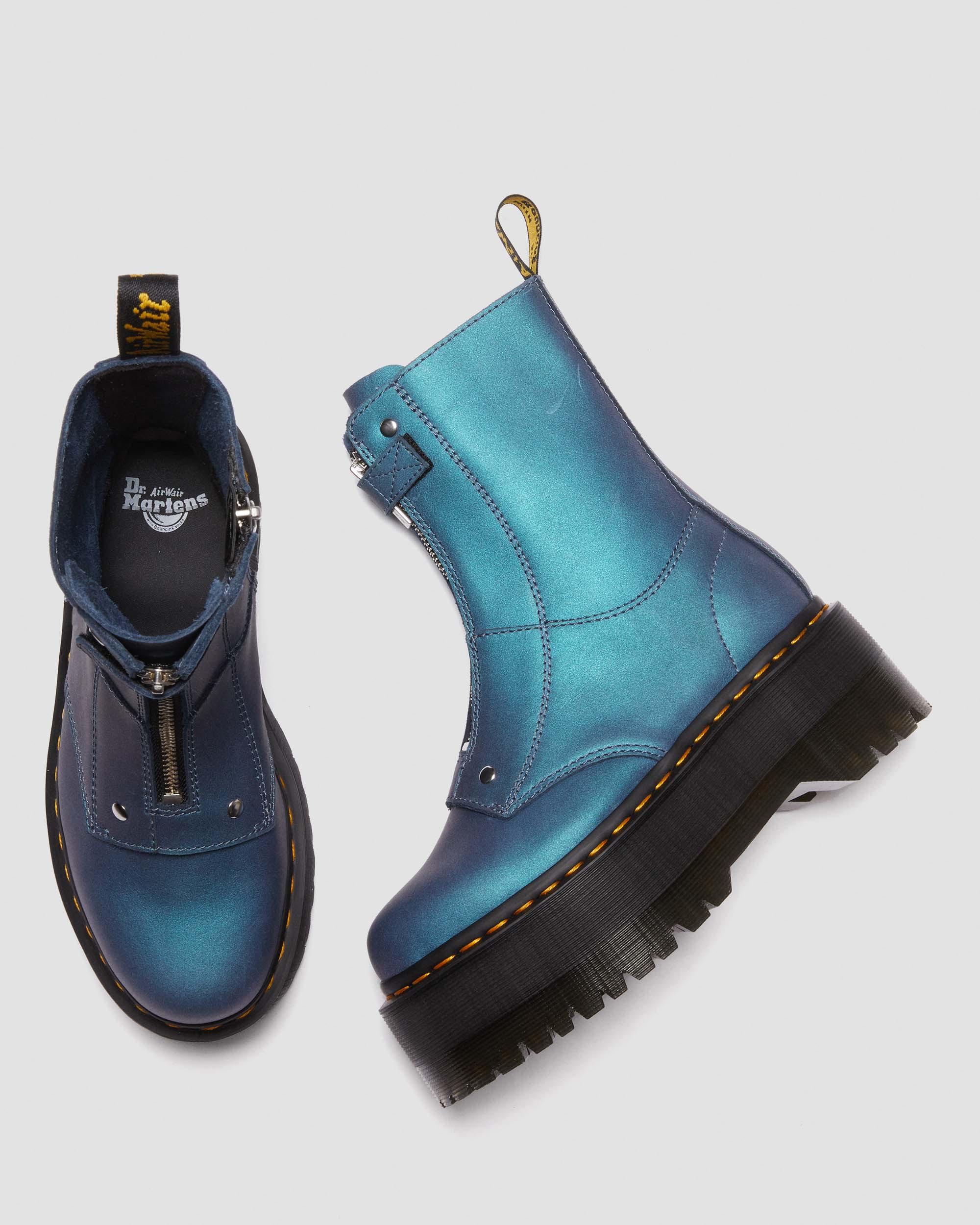Jetta Hi Max Metallic Leather Platform Boots in DEEP BLUE | Dr