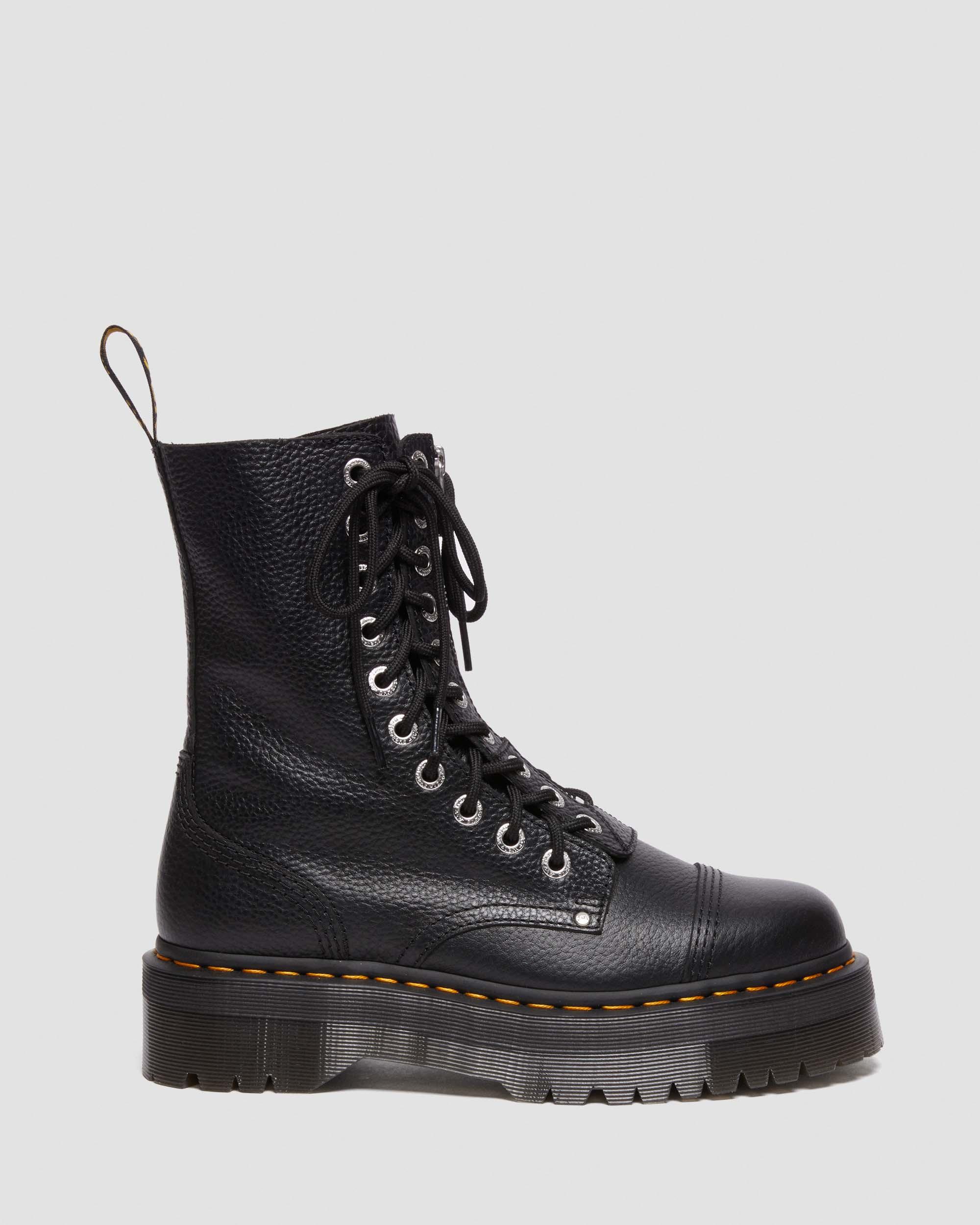 Sinclair Hi Milled Nappa Leather Platform Boots in BLACK | Dr